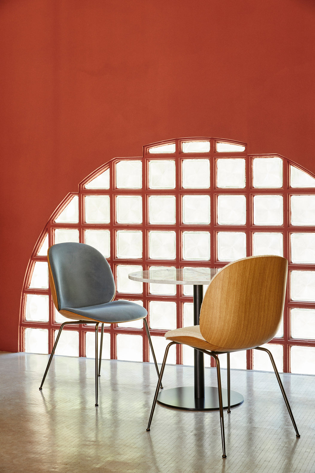 BEETLE upholstered chair with brass base