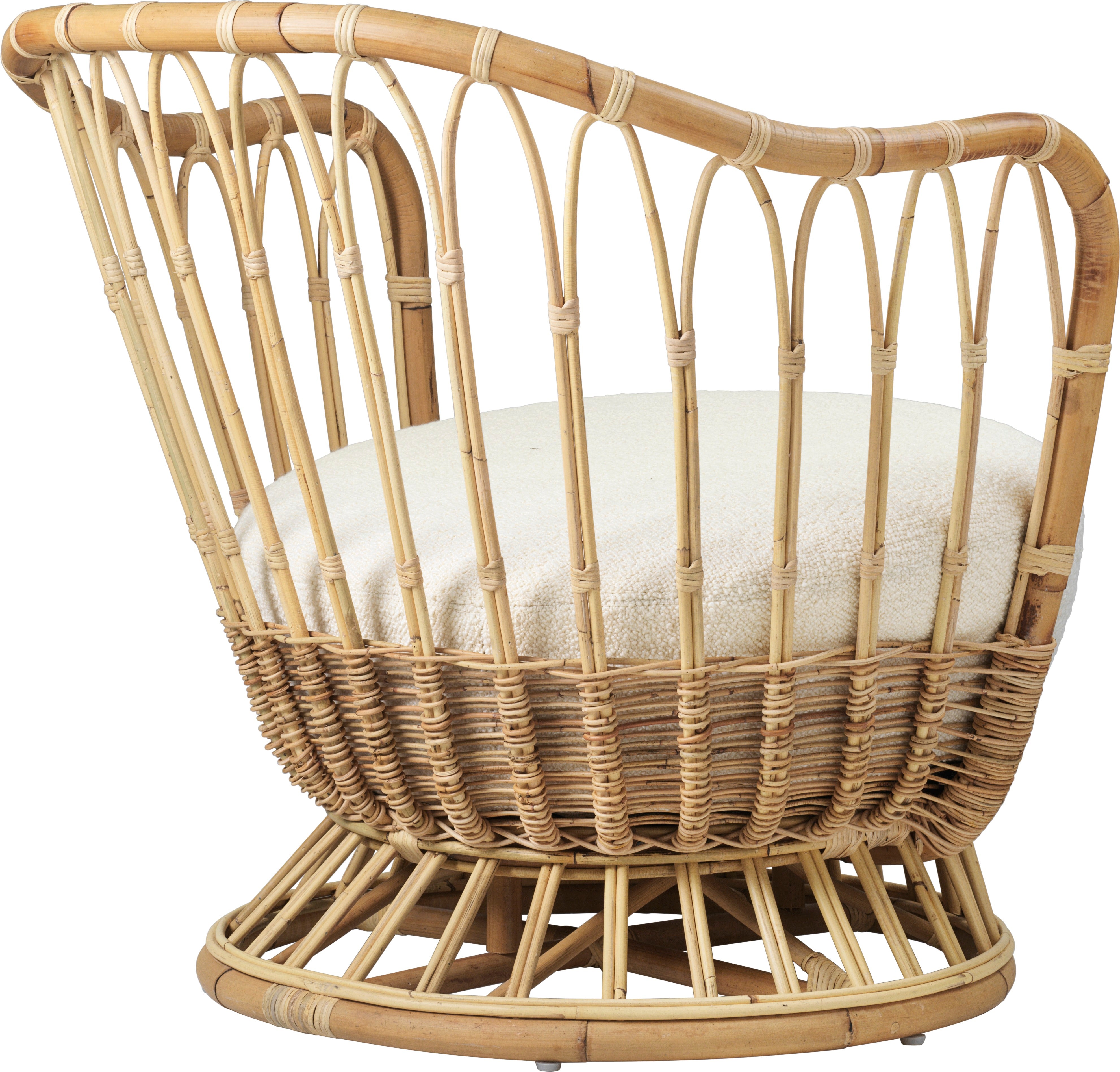 GRACE upholstered armchair with a rattan base