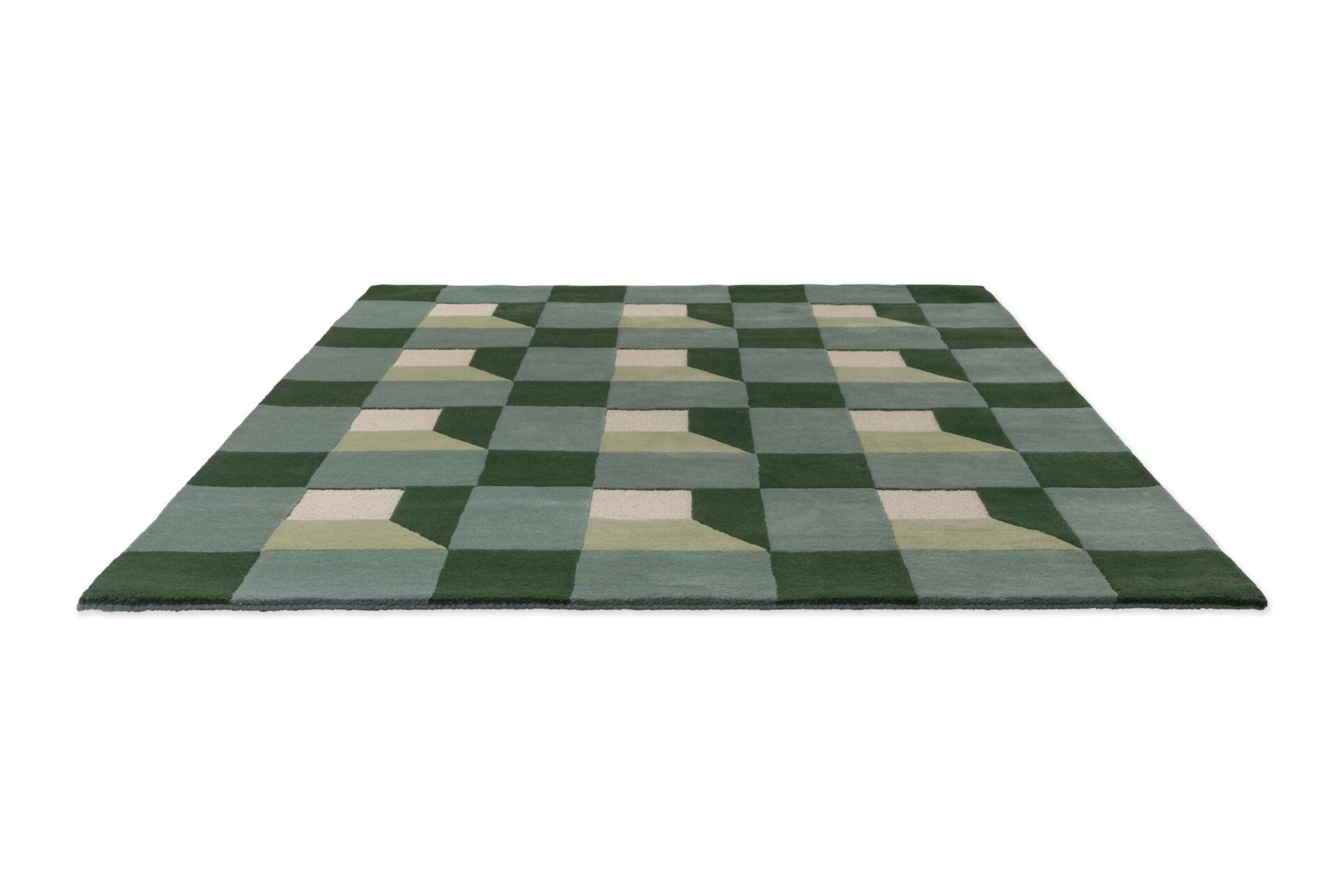 BLOCKS FERN rug in green-beige