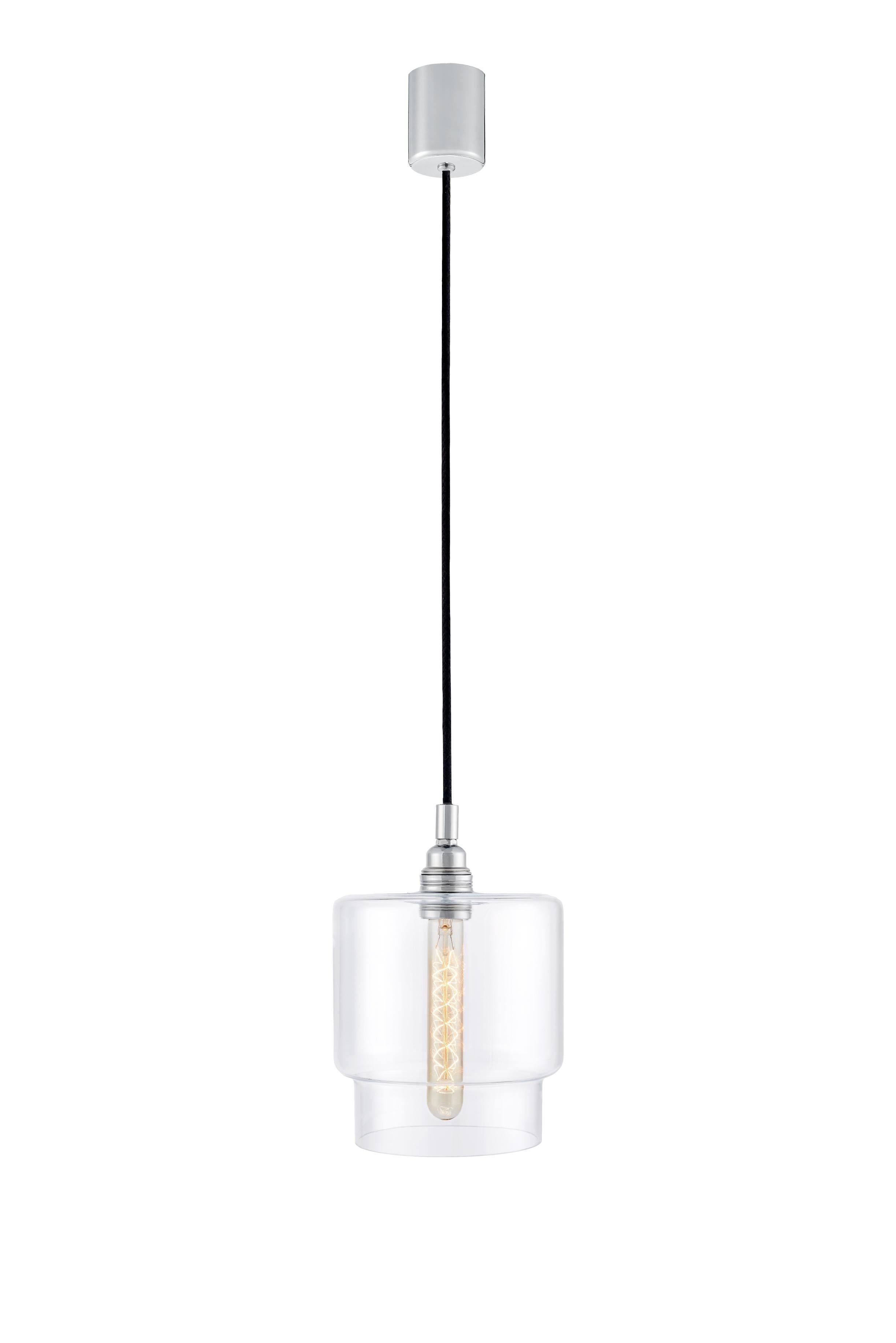 LONGIS IV transparent pendant lamp with shiny chrome