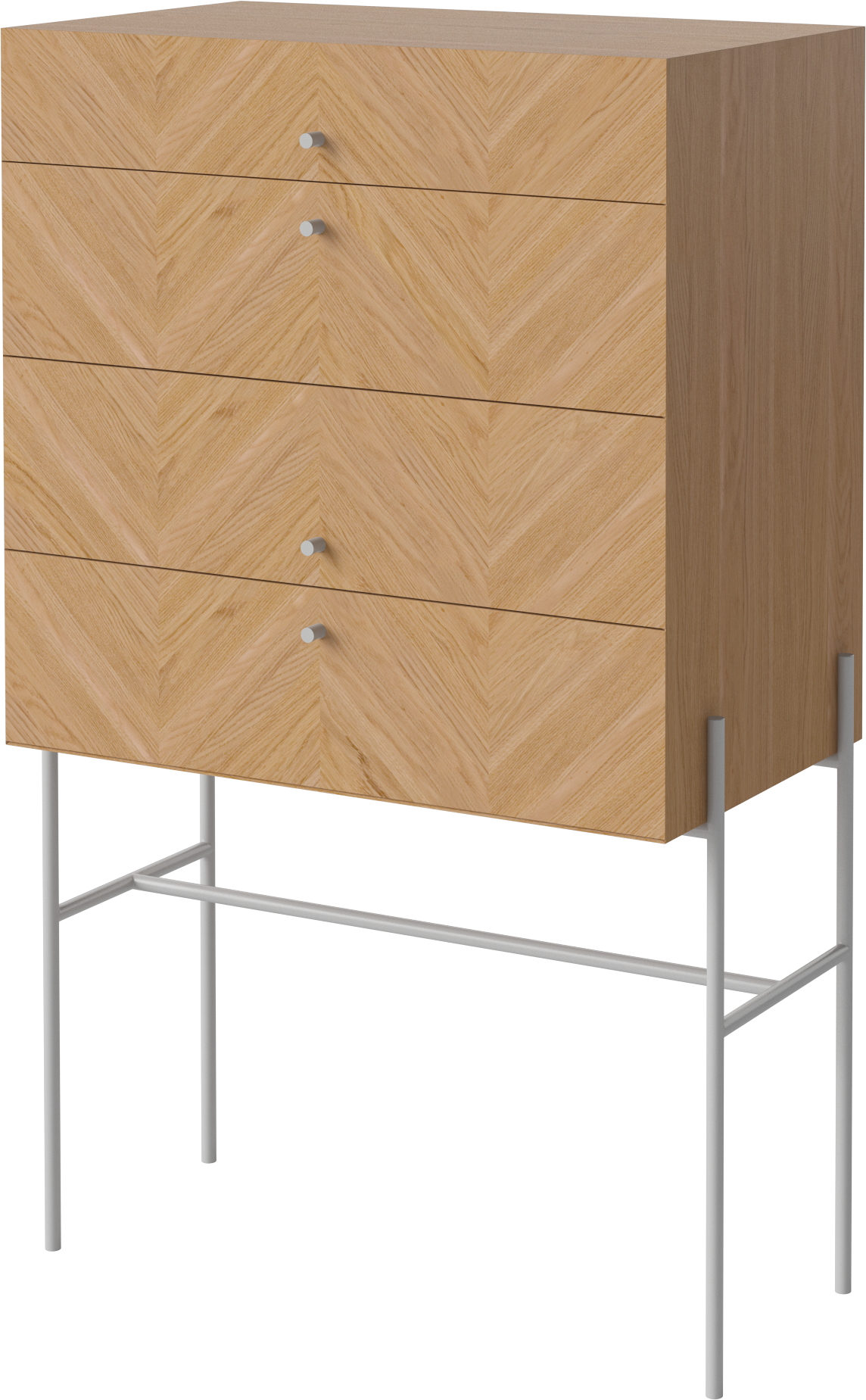 Komoda LUXE drewno dębowe z szarą podstawą