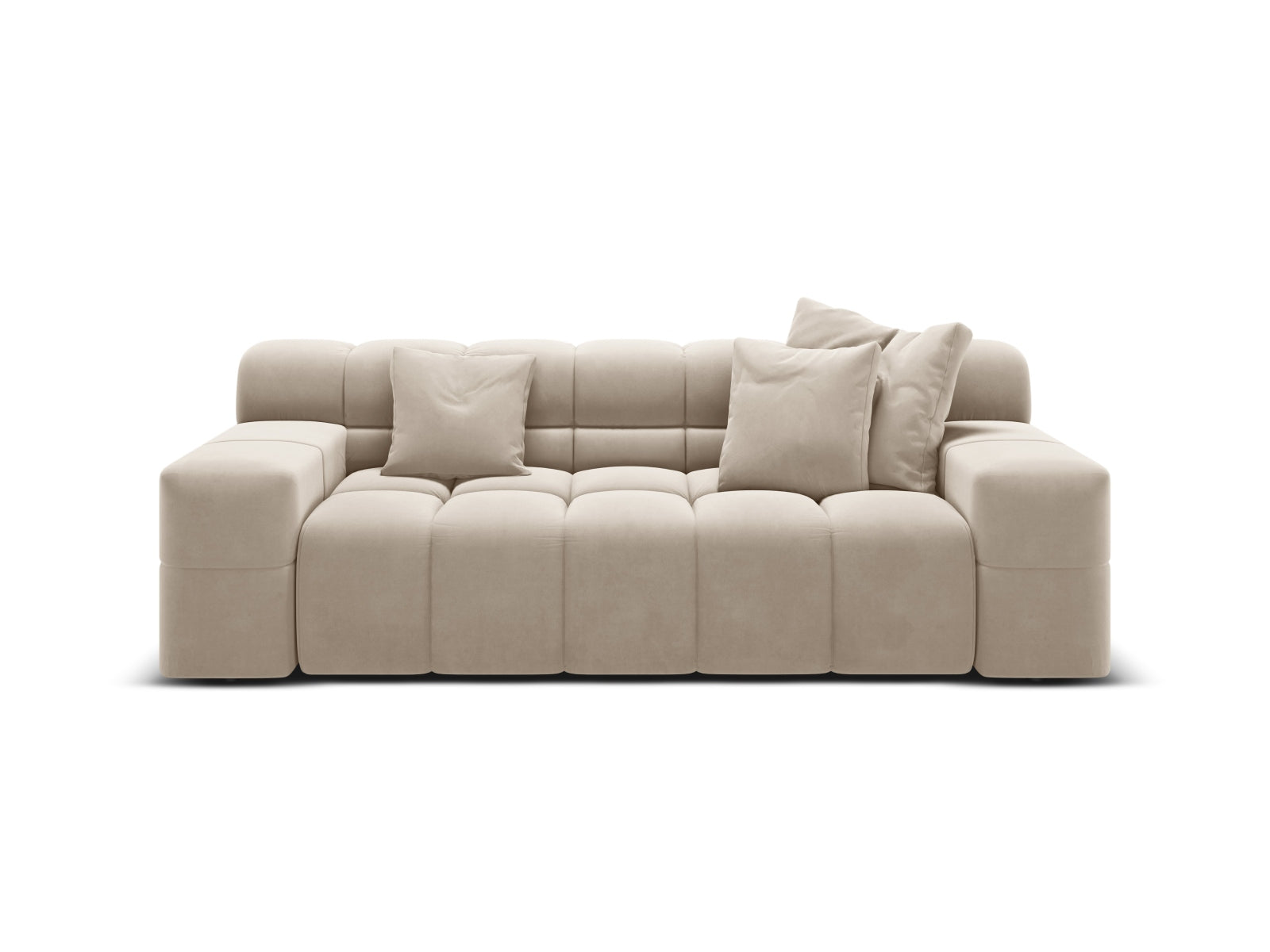 Sofa aksamitna 2-osobowa AGAVE jasnobeżowy
