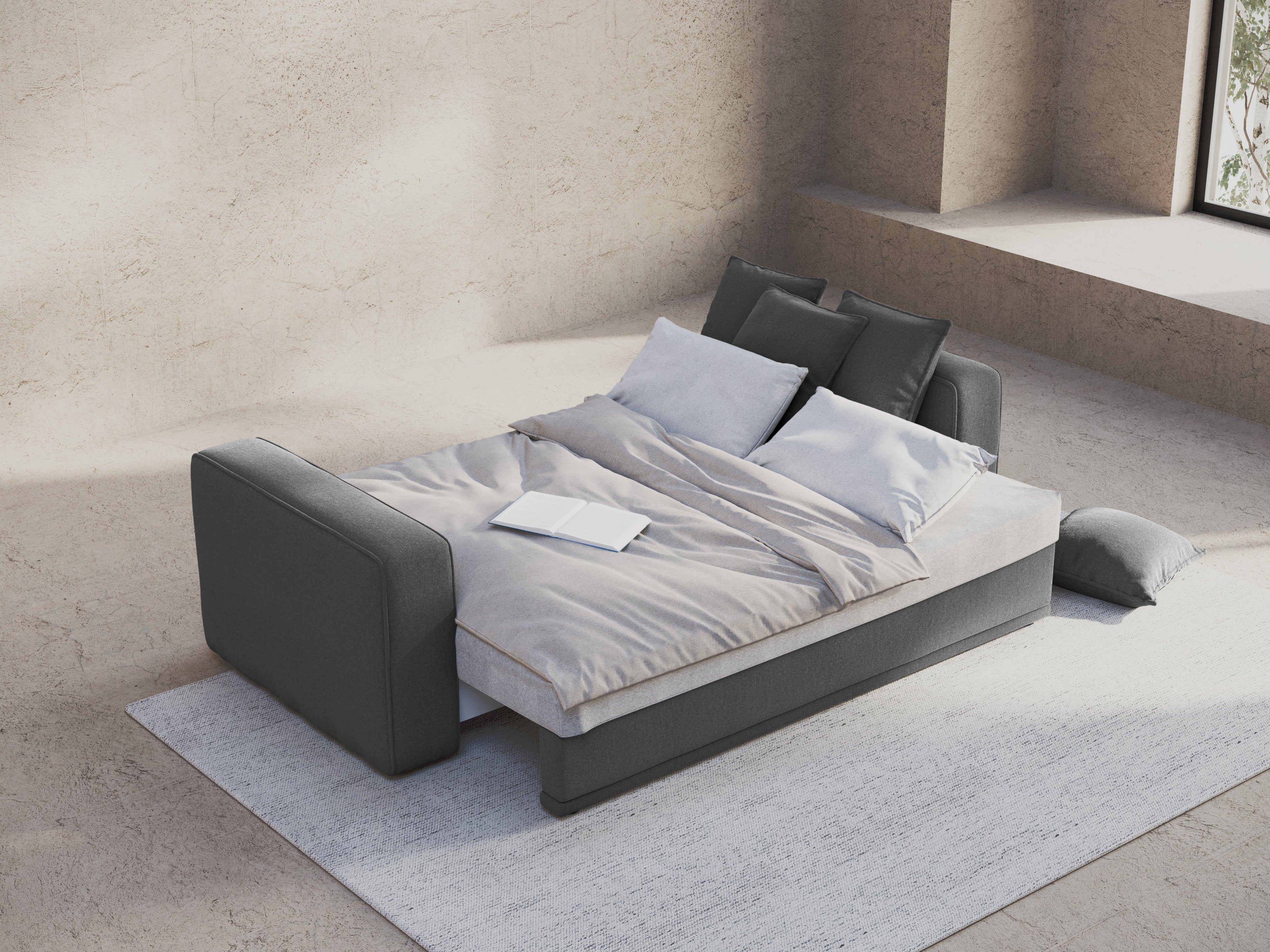 RIBES Sofa with Sleeping Function Gray Chenille