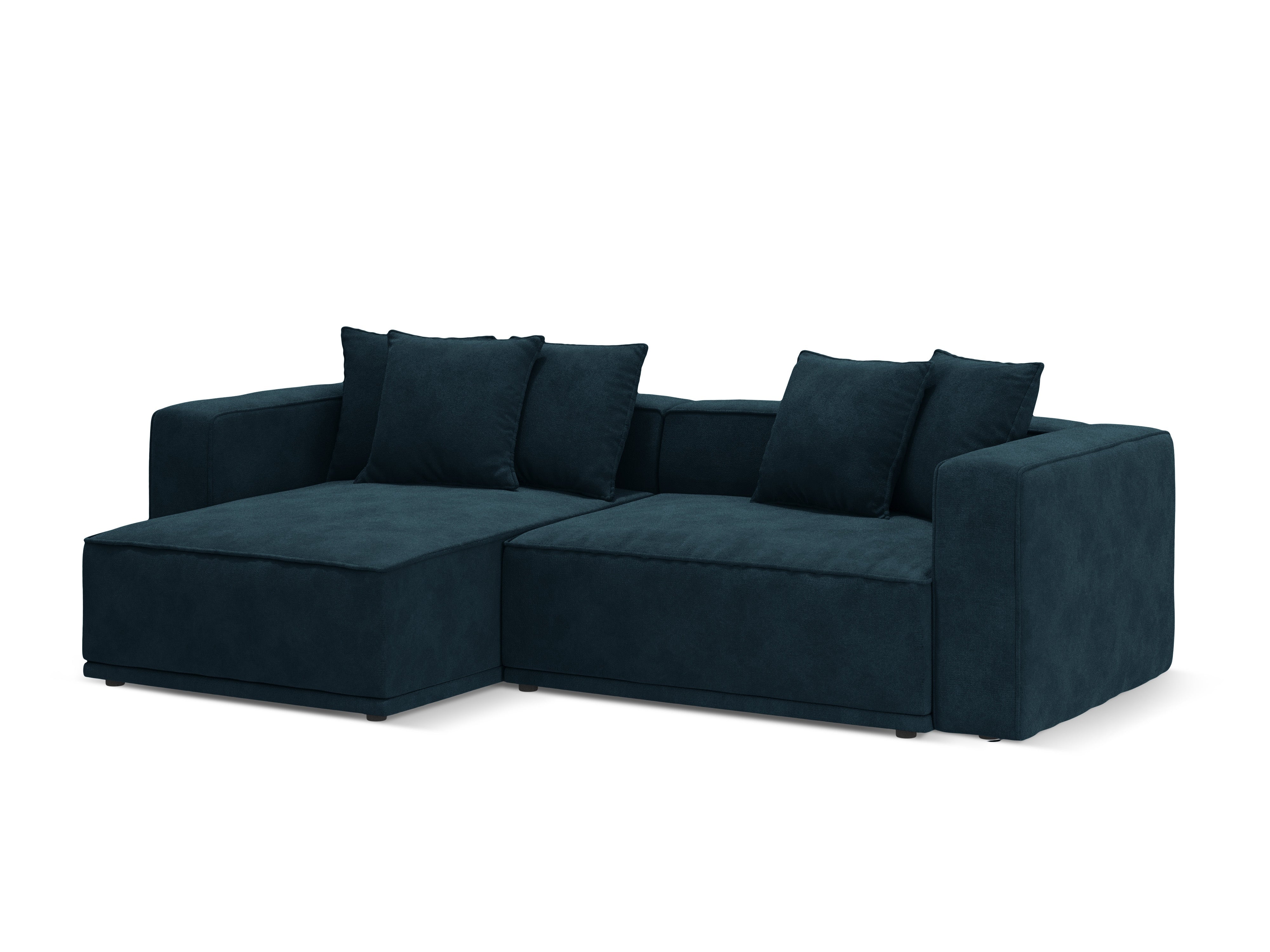 Left-facing velvet corner sofa bed RIBES petrol blue