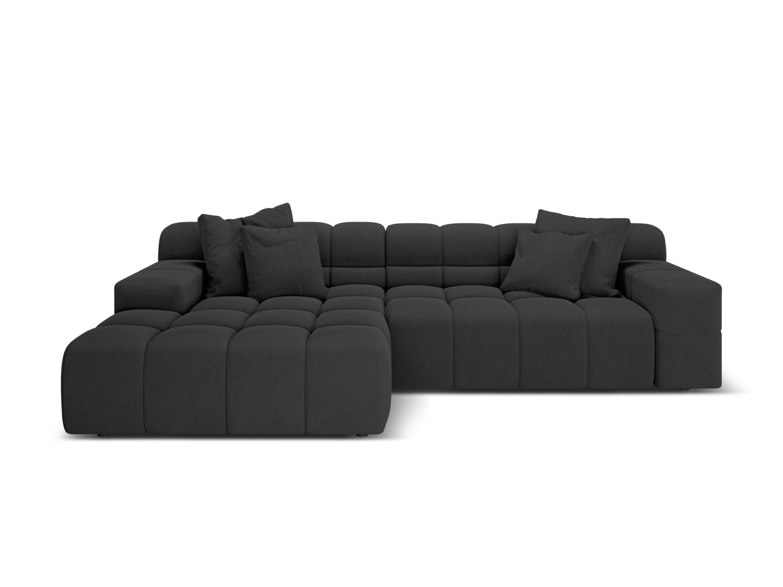 3-sitziger linksseitiger Ecksofa AGAVE in anthrazitfarbenem Chenille
