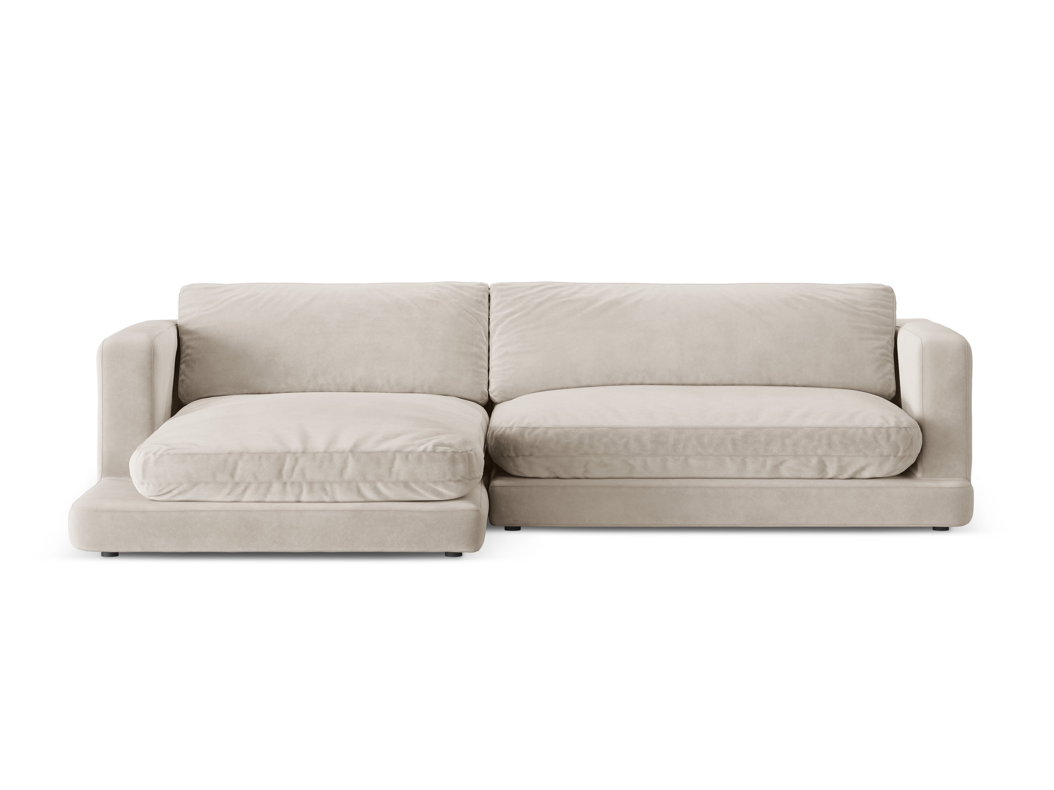 Left-facing velvet corner sofa DAPHNE light beige