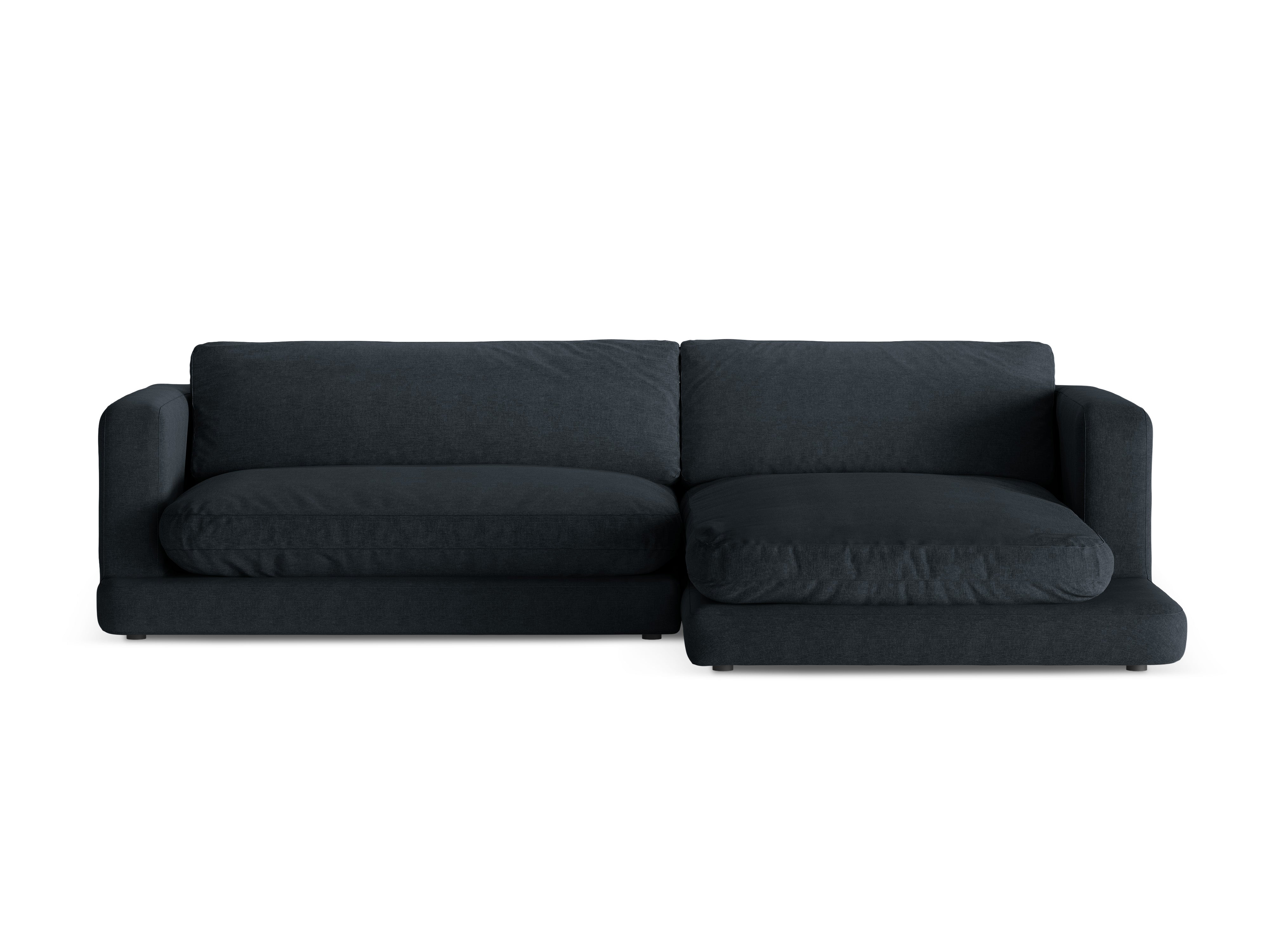 Right-sided corner sofa DAPHNE black chenille