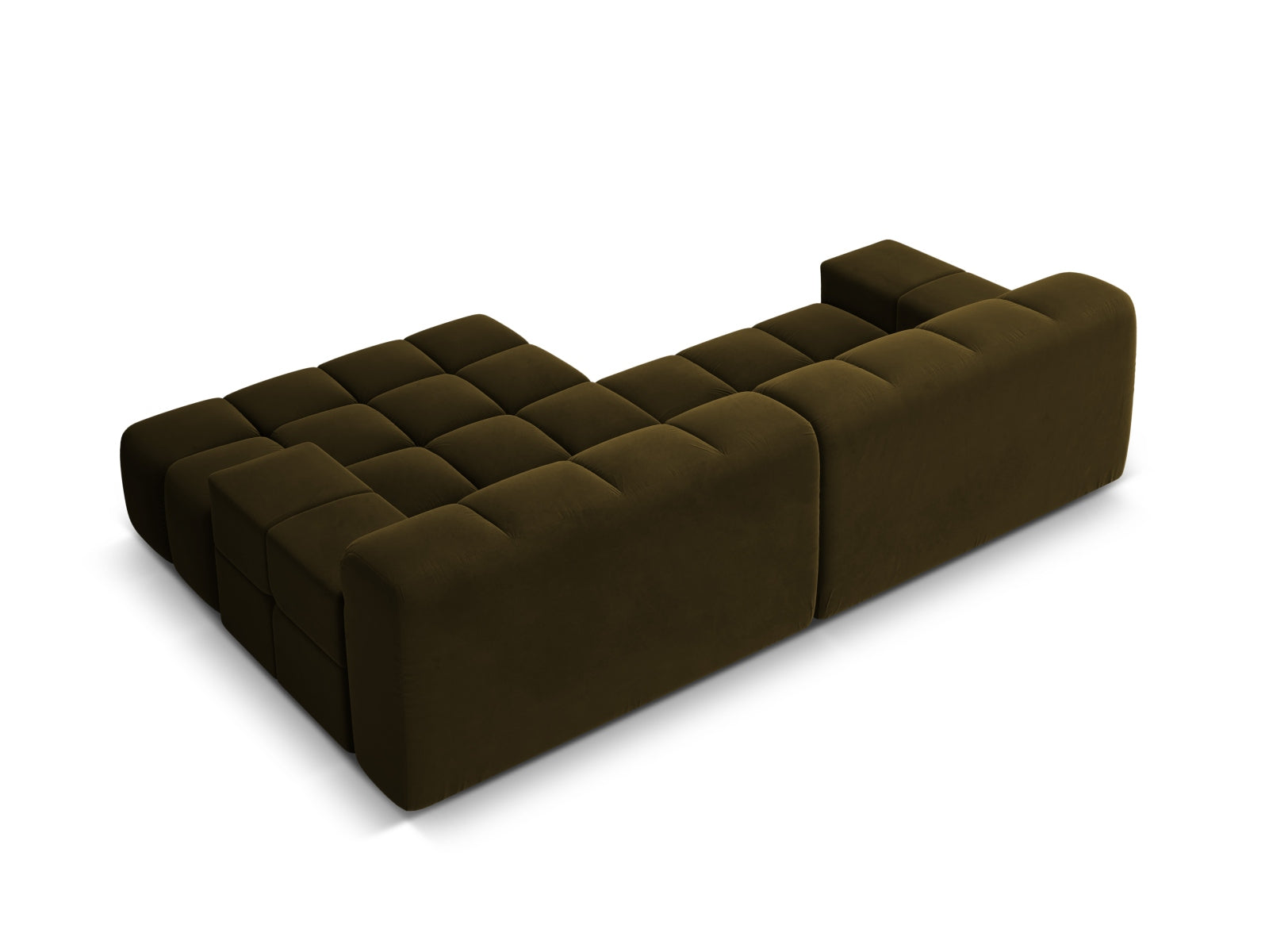 Samt-Ecksofa für 2 Personen rechts AGAVE grün