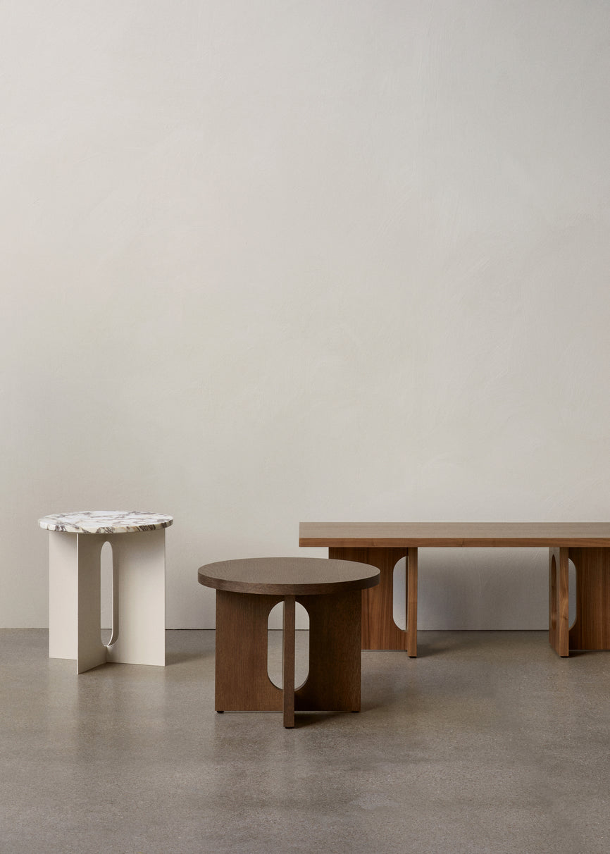ANDROGYNE coffee table white-brown marble with walnut base
