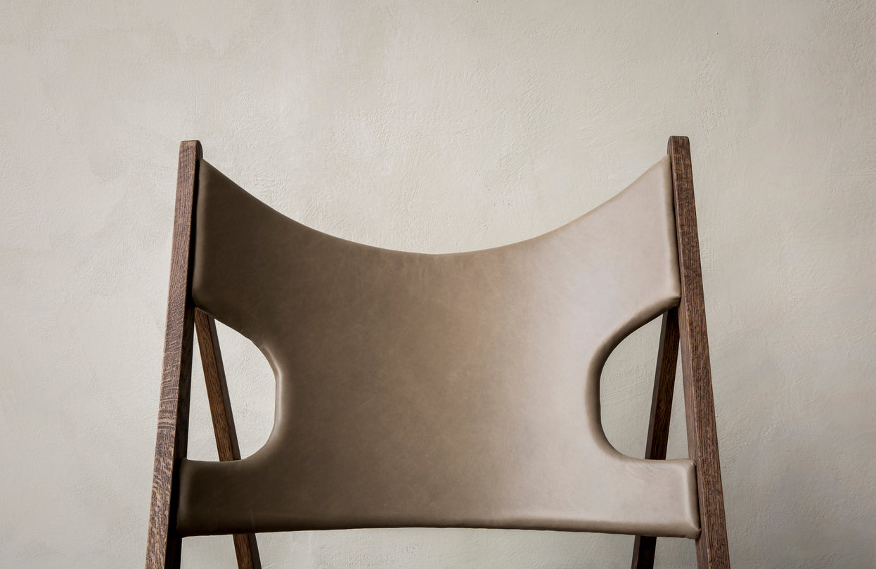 Sessel KNITTING cremefarben mit Eichenbasis