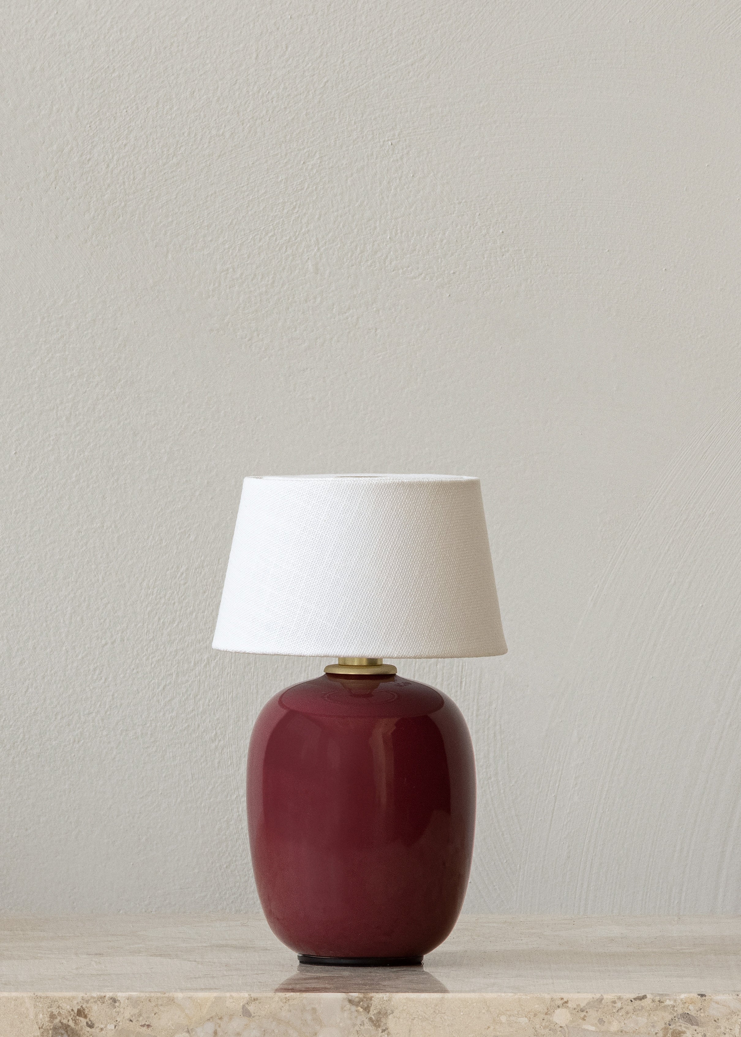 Lampa przenośna TORSO bordowa ceramika z białym kloszem