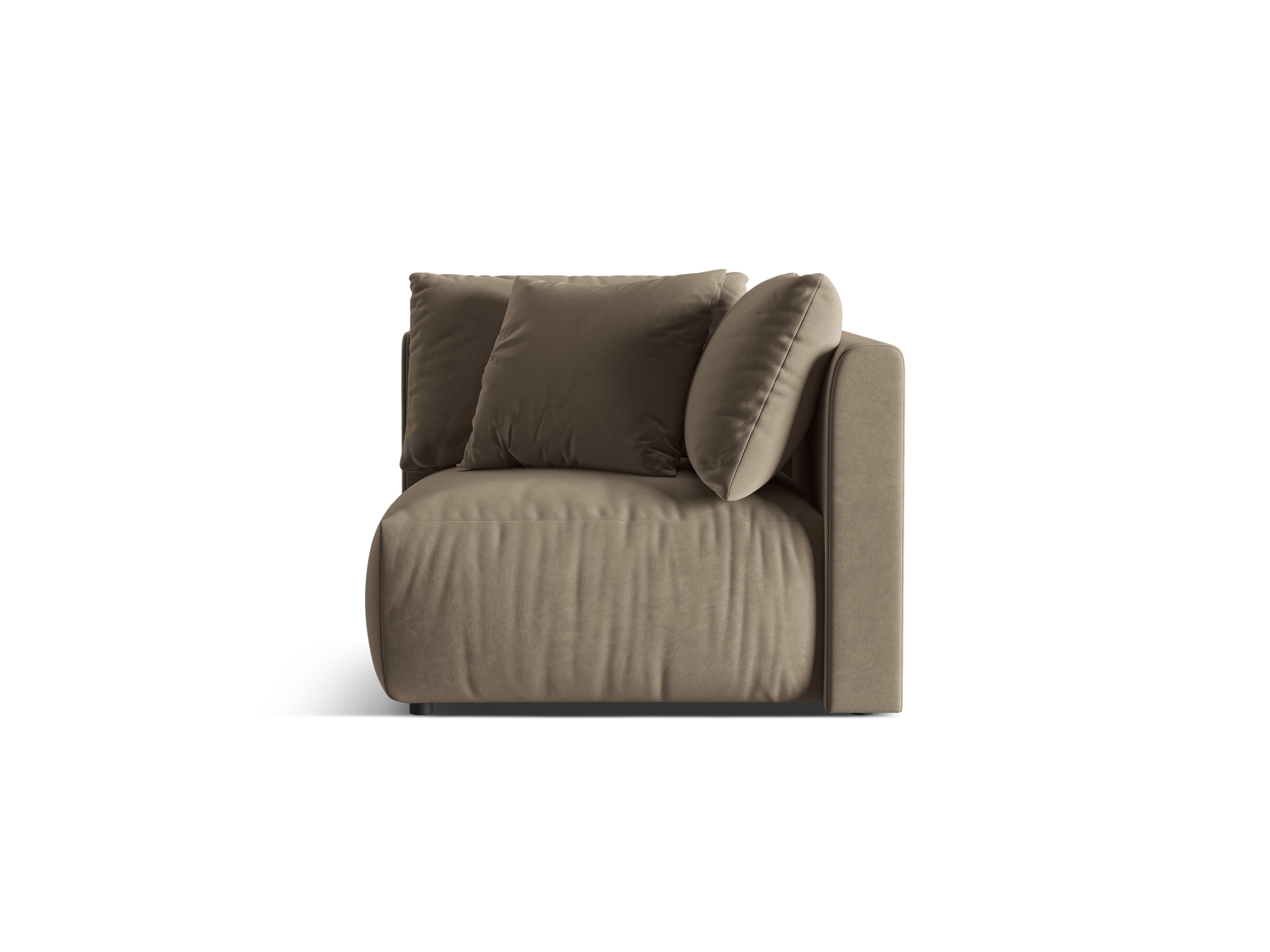 Sofa modułowa aksamitna CHRIS - element narożny jasnobrązowy