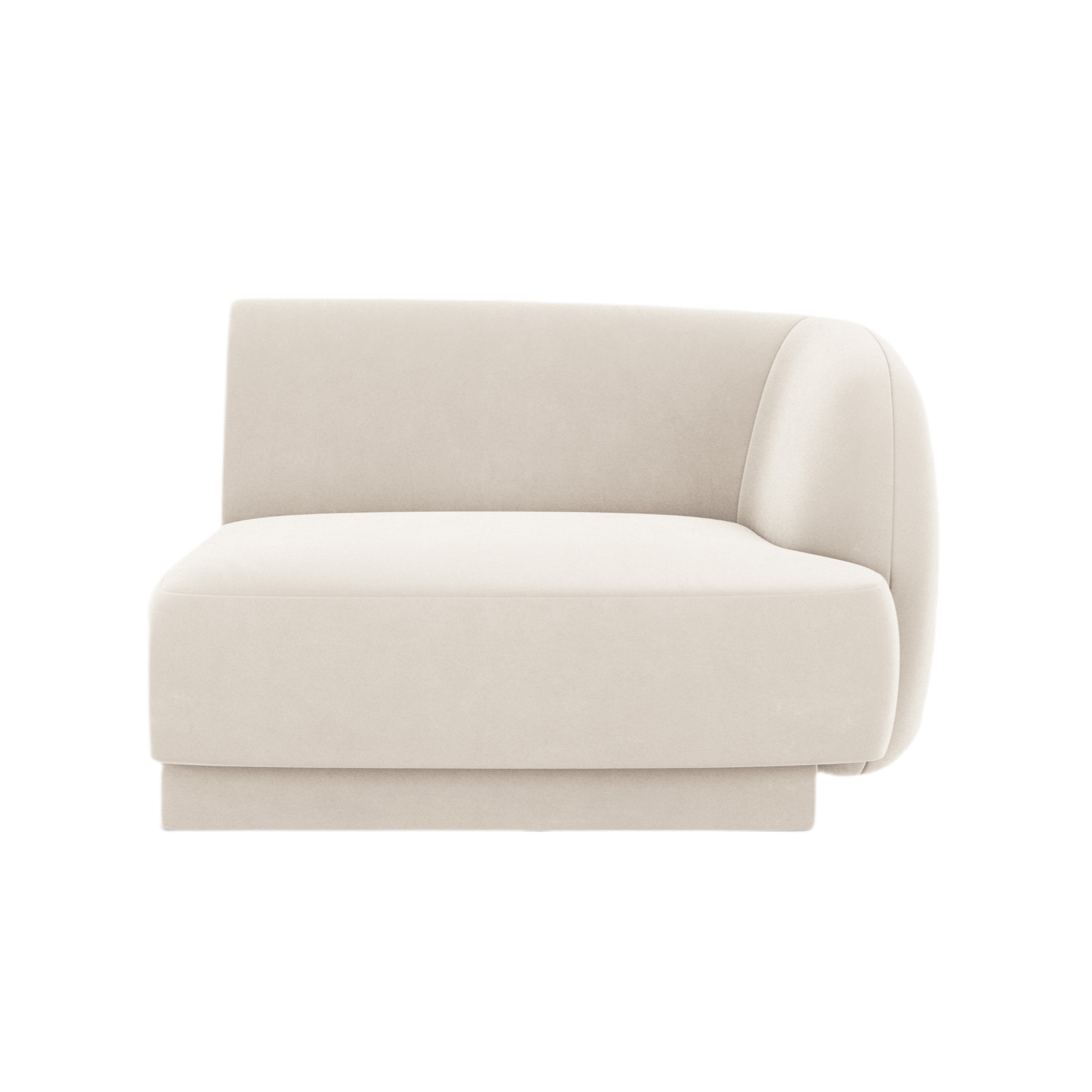 Sofa modułowa aksamitna MILEY - moduł prawostronny jasnobeżowy