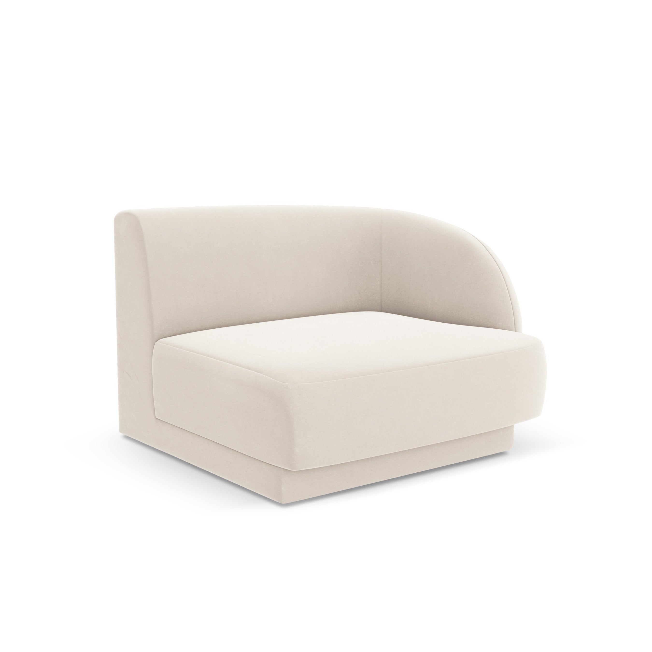 Sofa modułowa aksamitna MILEY - moduł prawostronny jasnobeżowy