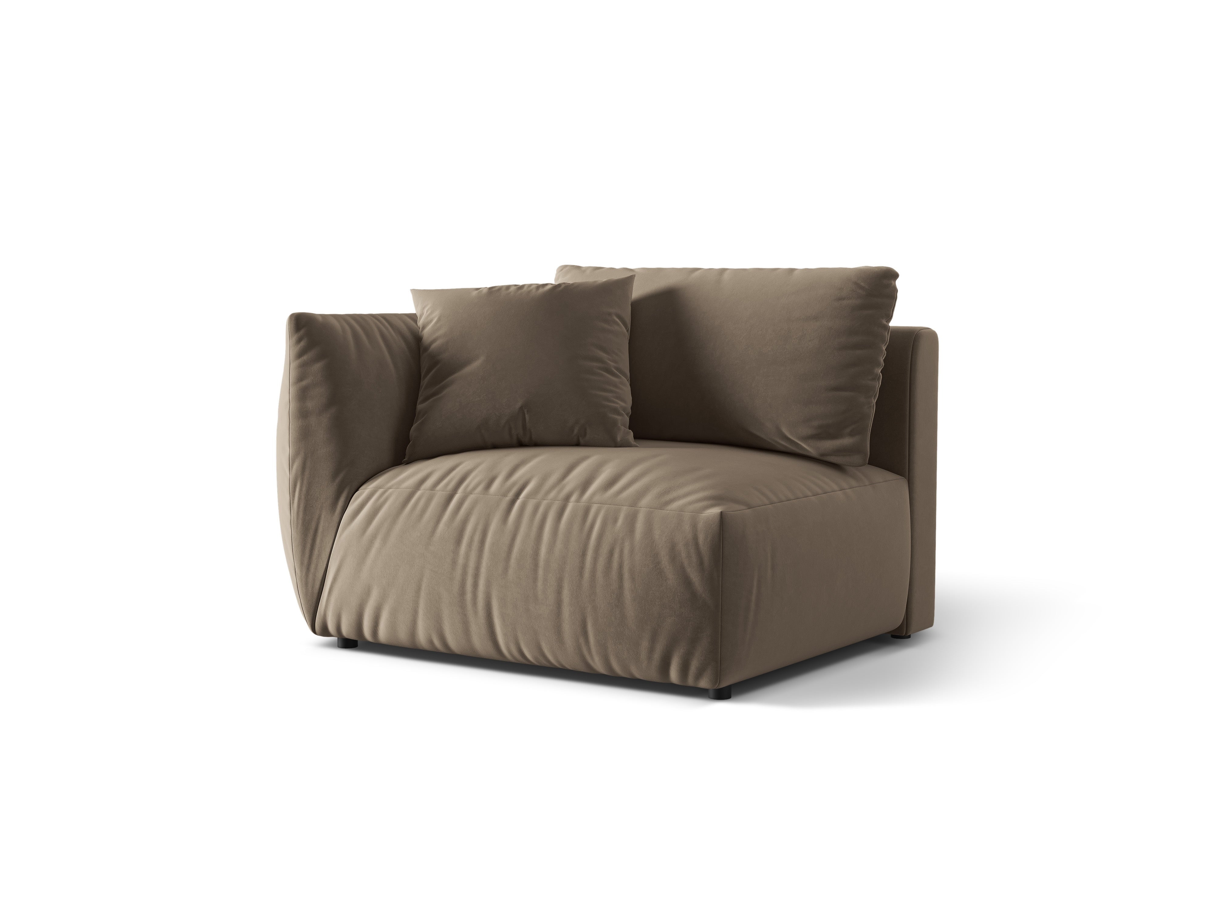 Sofa modułowa aksamitna CHRIS - element lewostronny jasnobrązowy