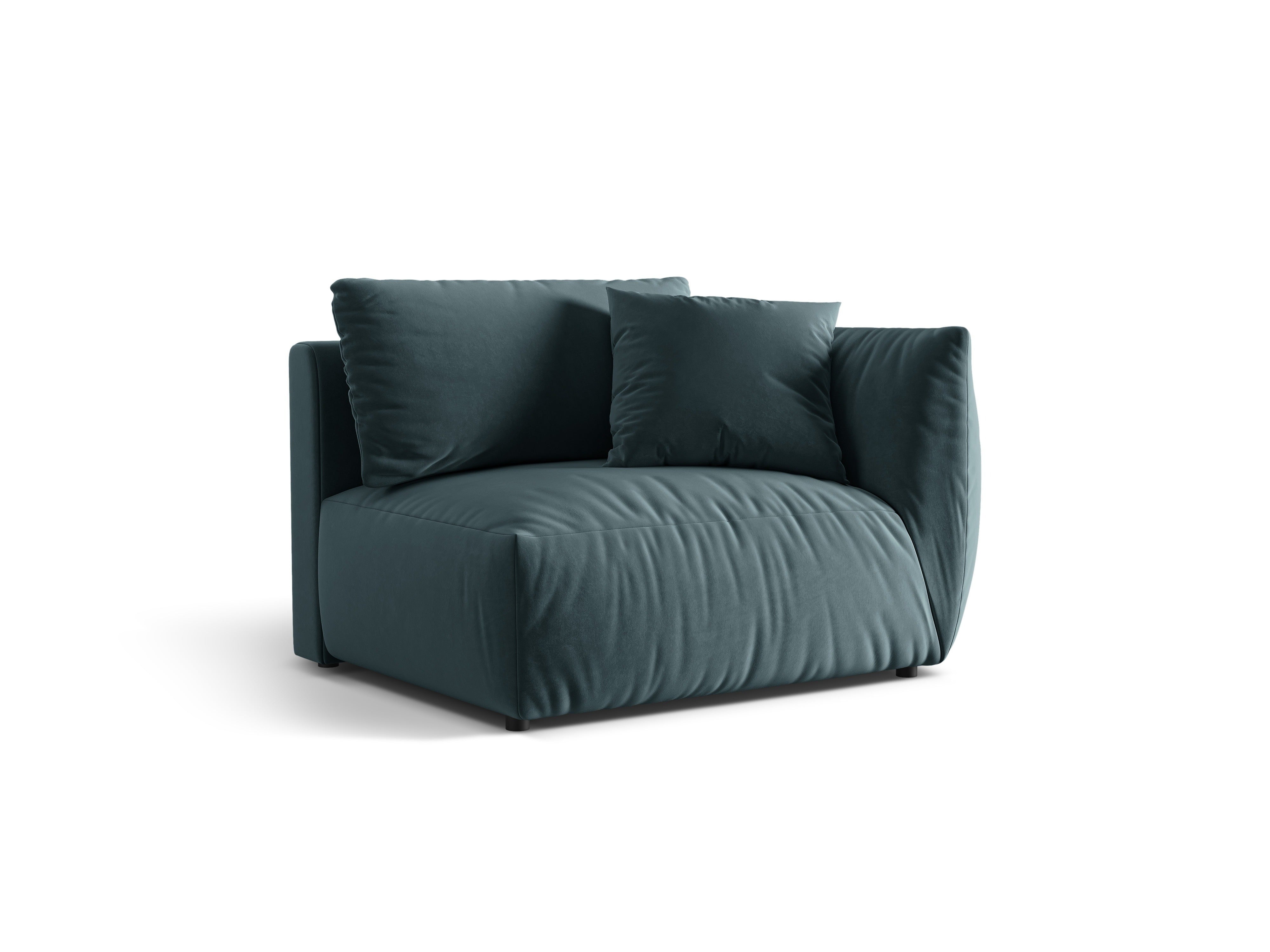 Sofa modułowa aksamitna CHRIS - element szeroki prawostronny jasnoniebieski