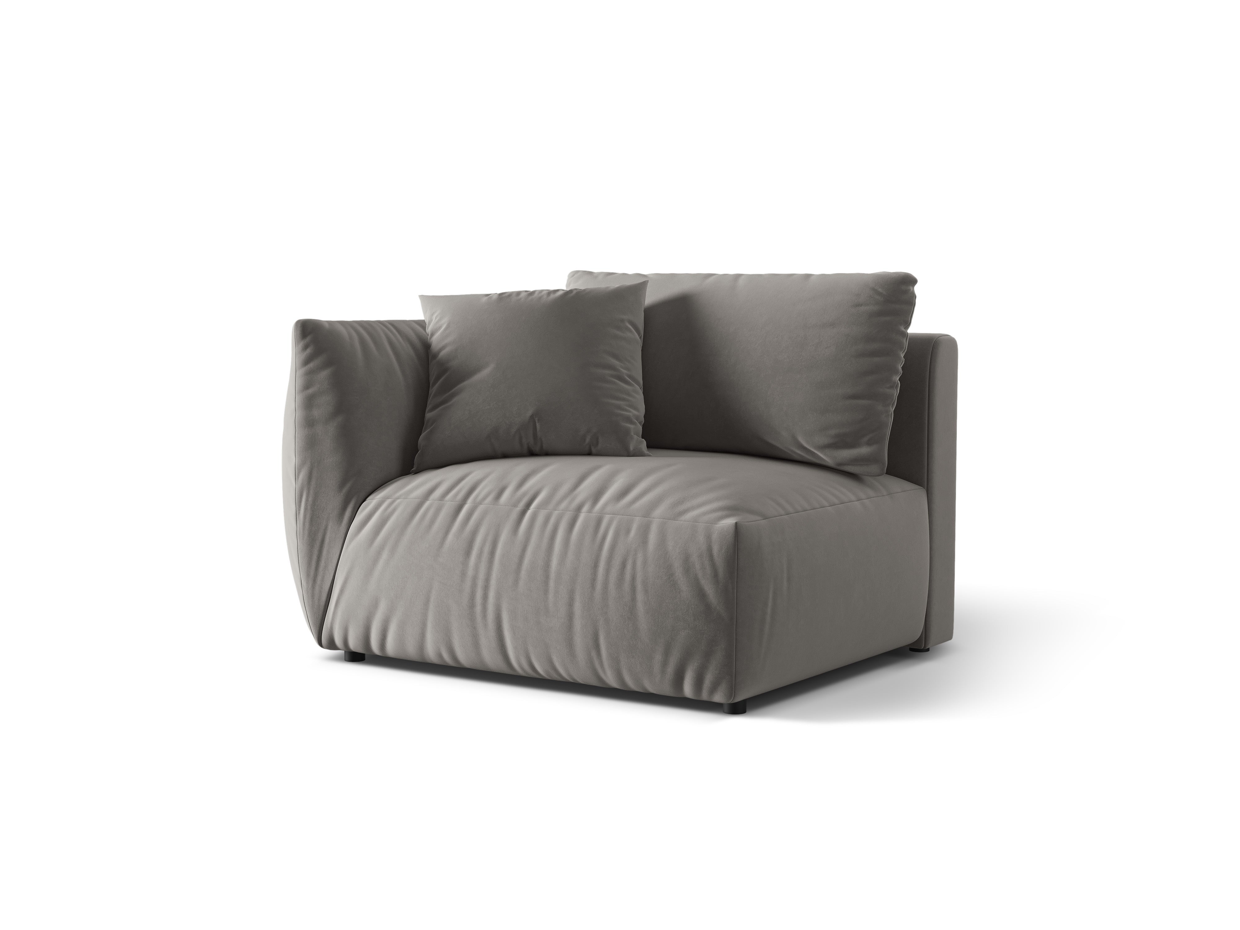 Sofa modułowa aksamitna CHRIS - element szeroki lewostronny szary