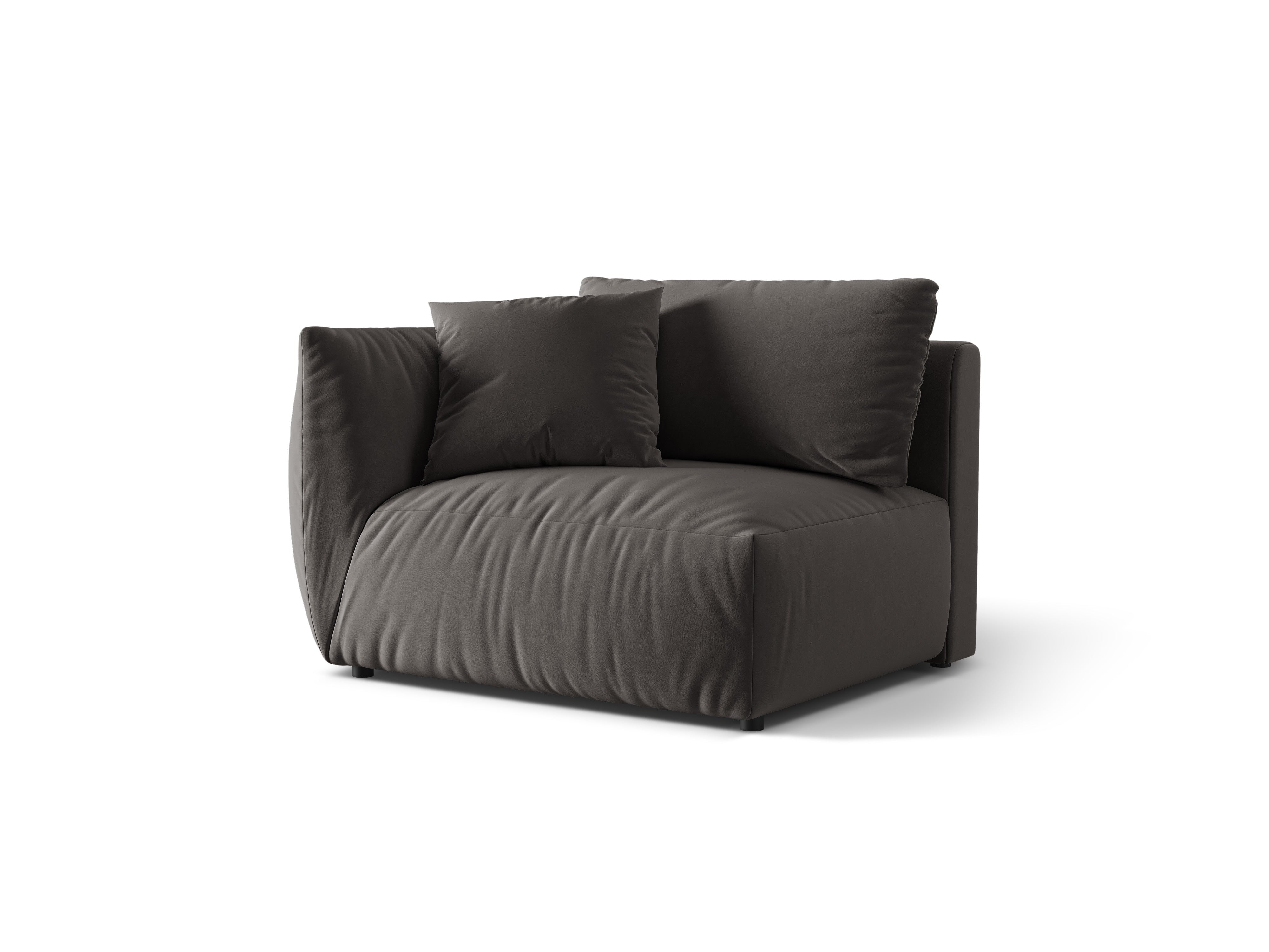 Sofa modułowa aksamitna CHRIS - element szeroki lewostronny ciemnoszary