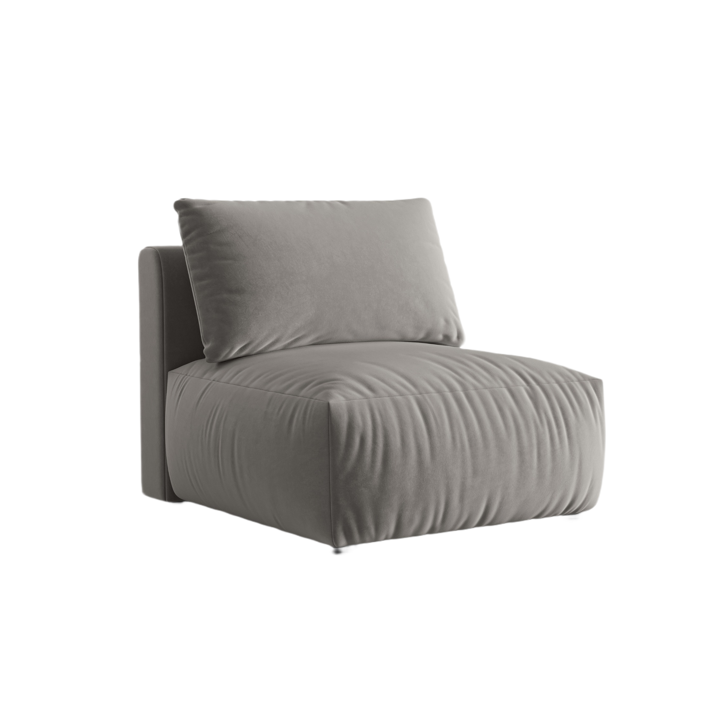 Sofa modułowa aksamitna CHRIS - element środkowy szary