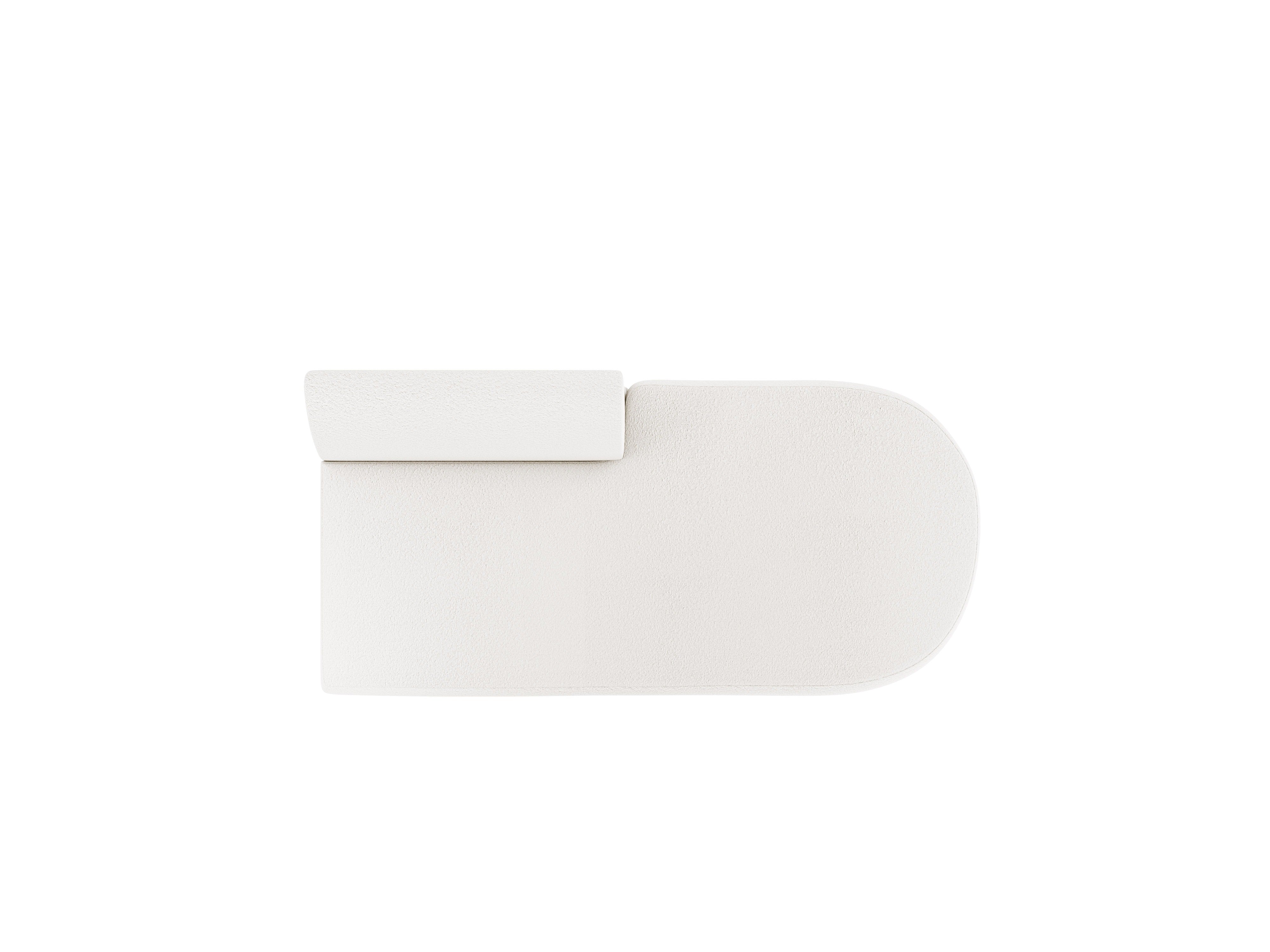 Right-facing 2-seater chaise longue MILEY white boucle