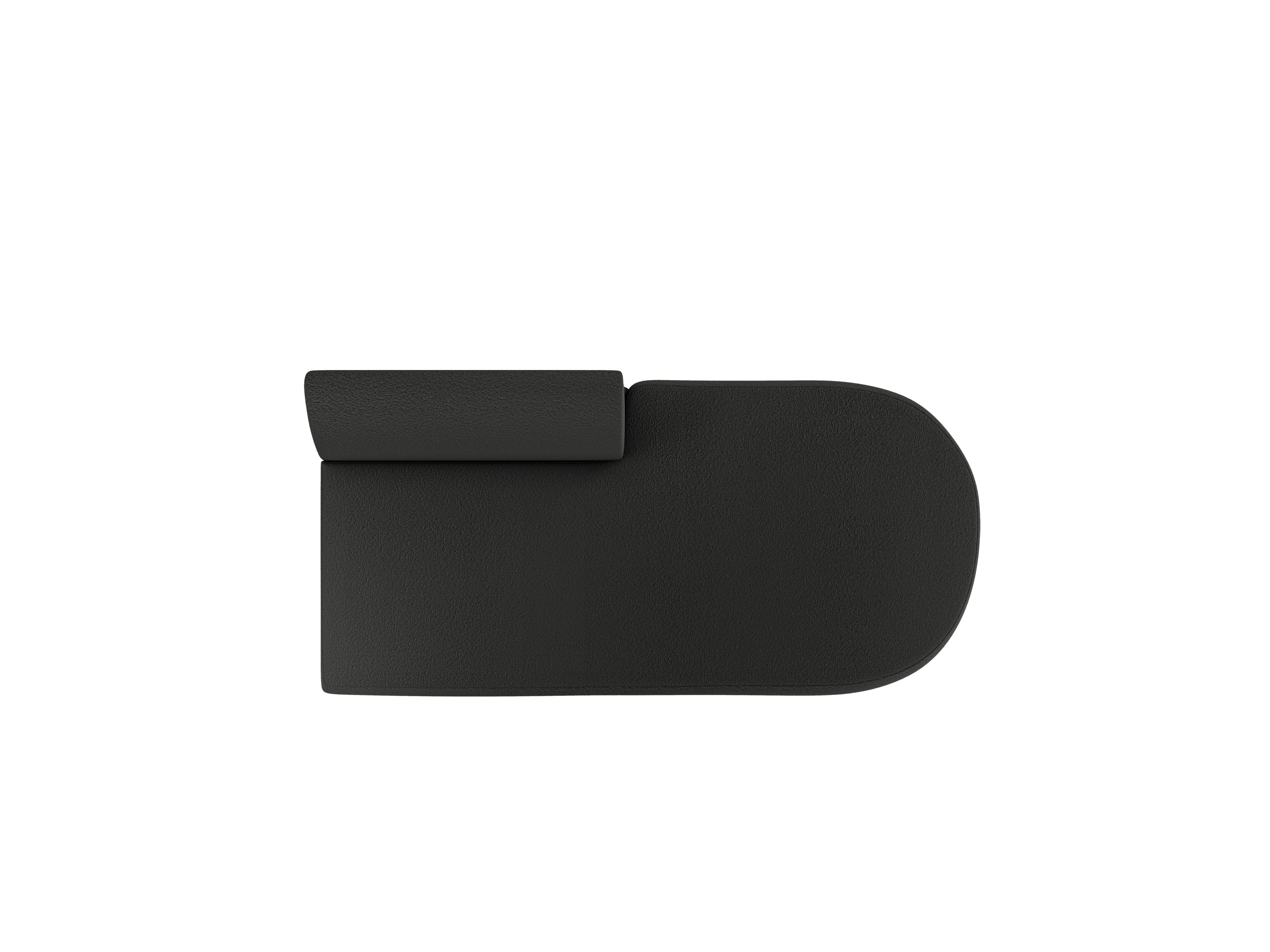 Right-facing 2-seater chaise longue MILEY black boucle