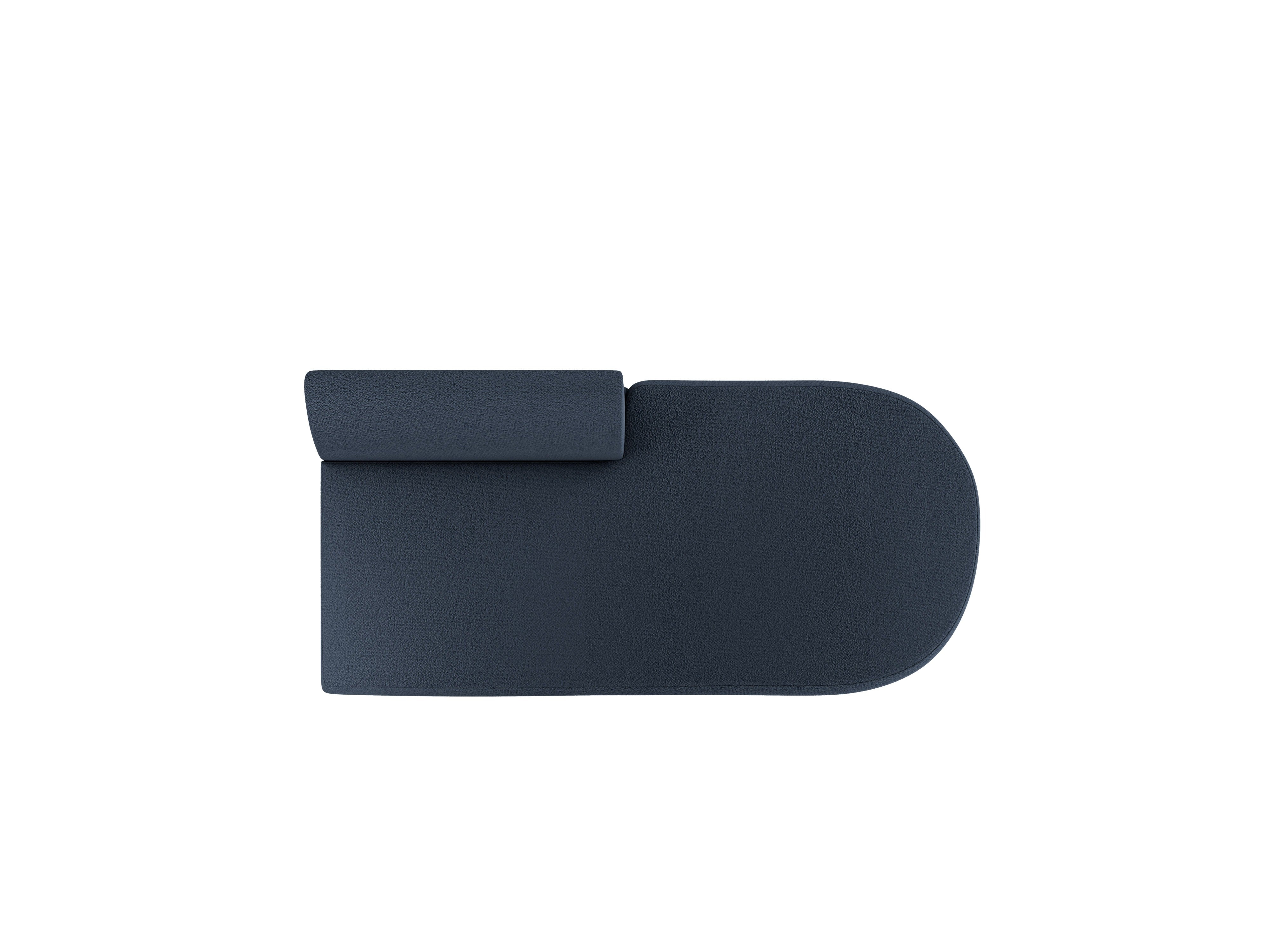 Right-facing 2-seater chaise longue MILEY dark blue boucle