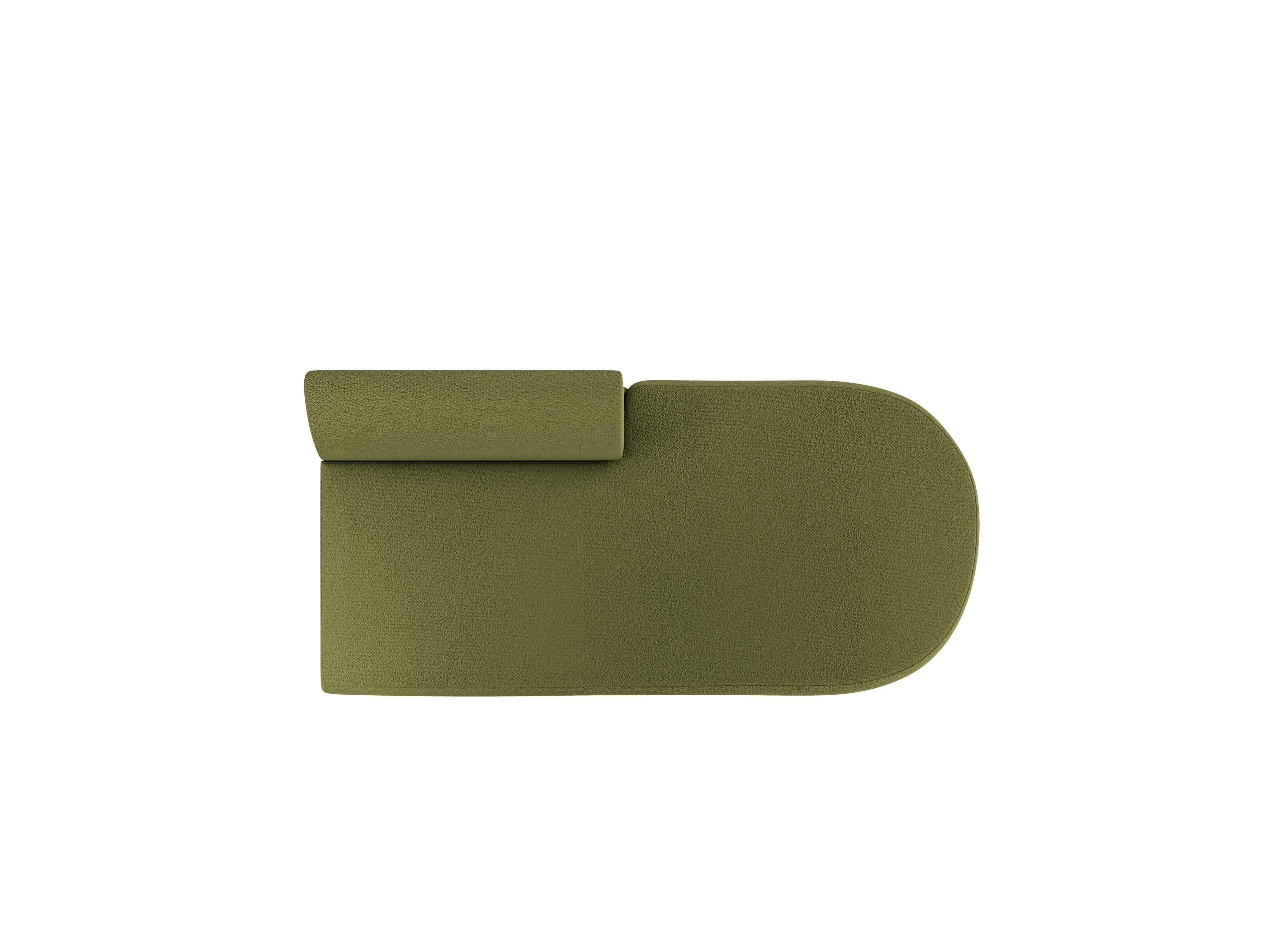 Right-facing 2-seater chaise longue MILEY green boucle