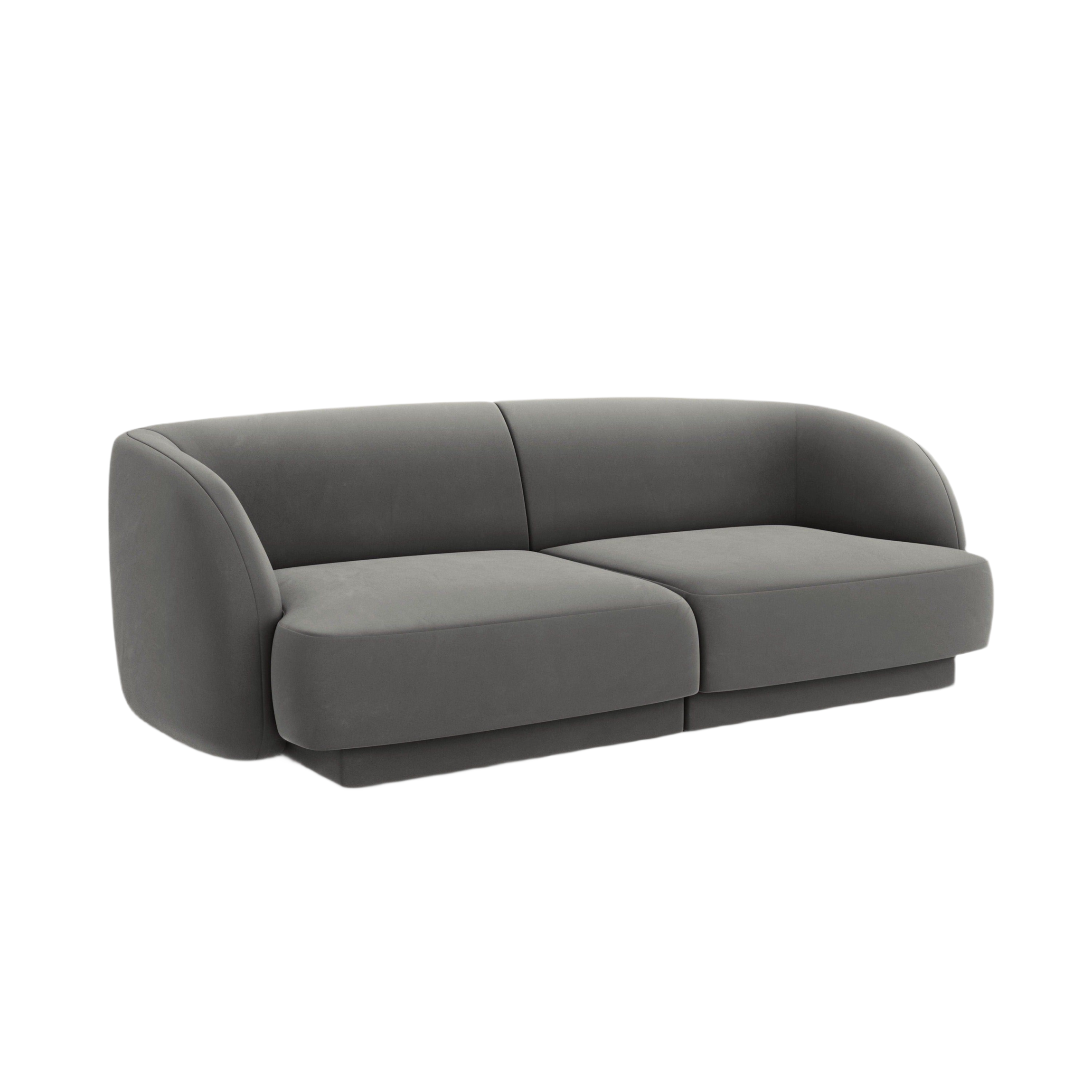 Sofa aksamitna 2-osobowa MILEY jasnoszary