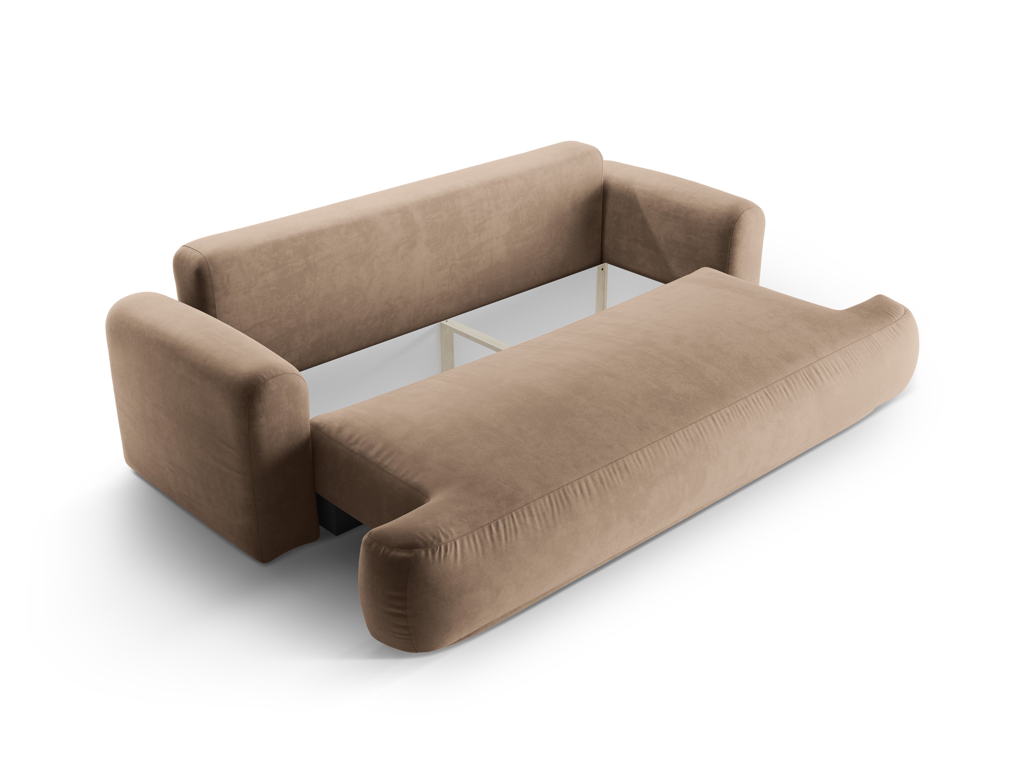 Sofa aksamitna z funkcją spania ELLA ciemnobeżowy