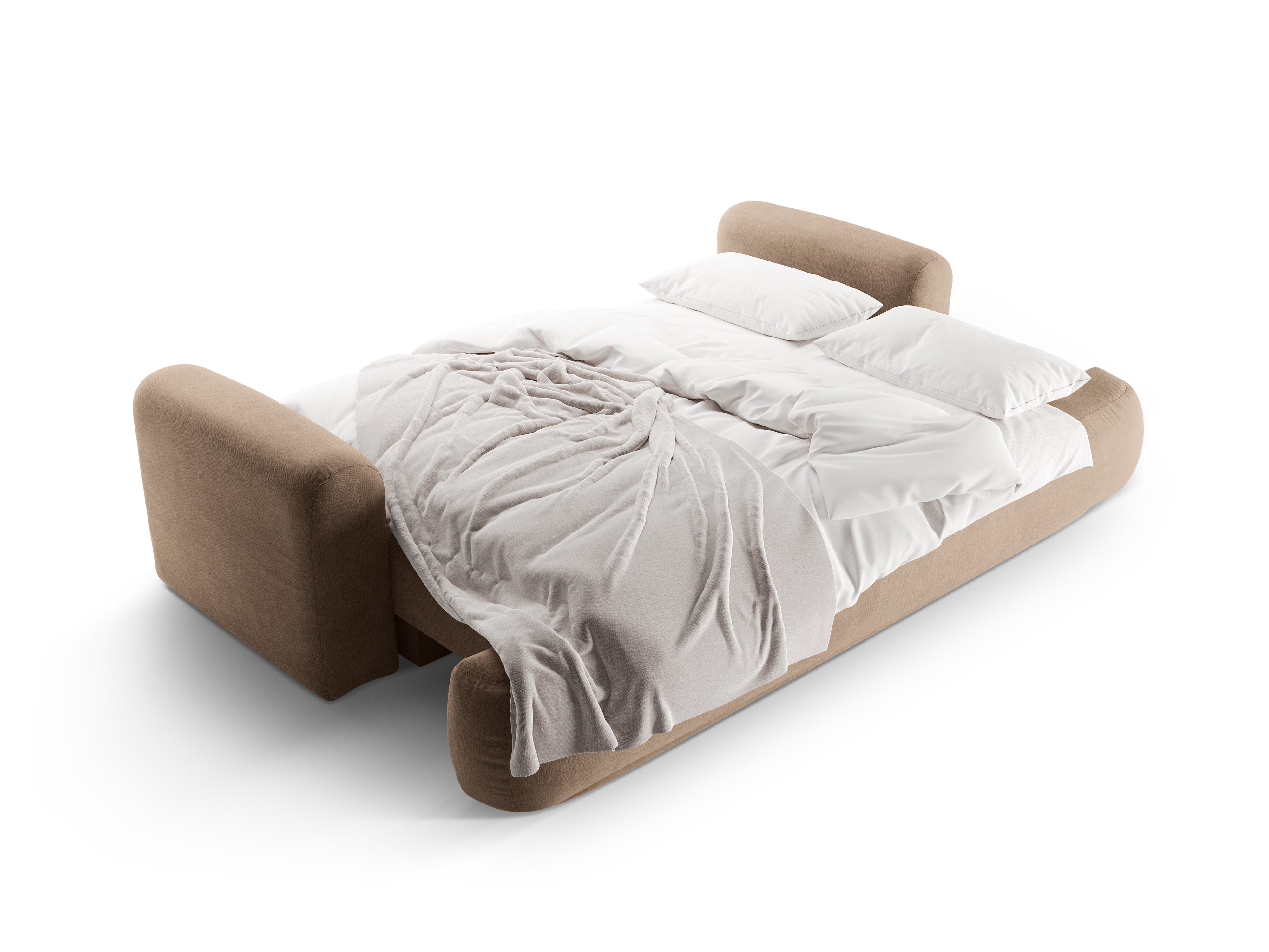 Sofa aksamitna z funkcją spania ELLA ciemnobeżowy