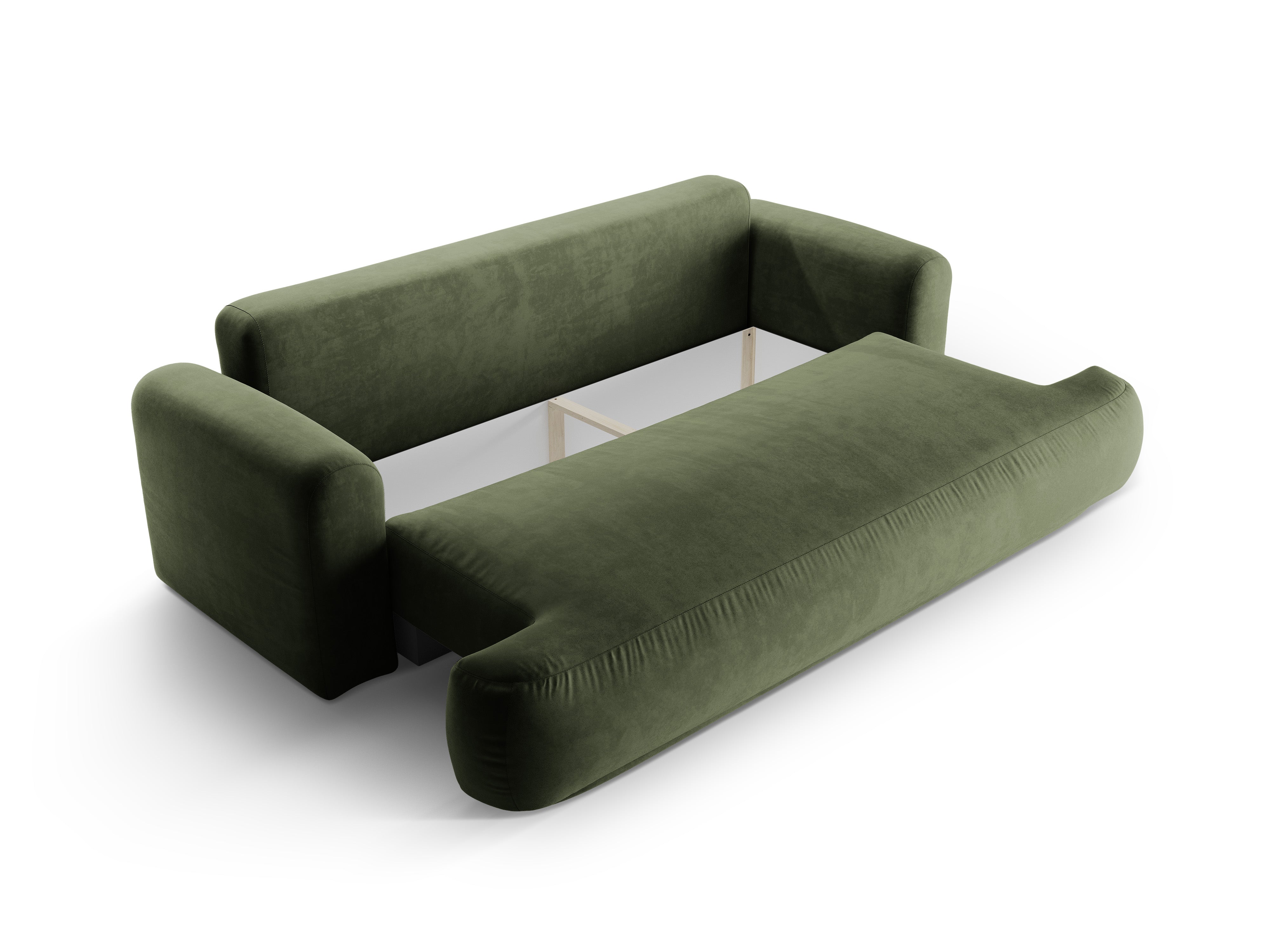 Sofa aksamitna z funkcją spania ELLA zielony