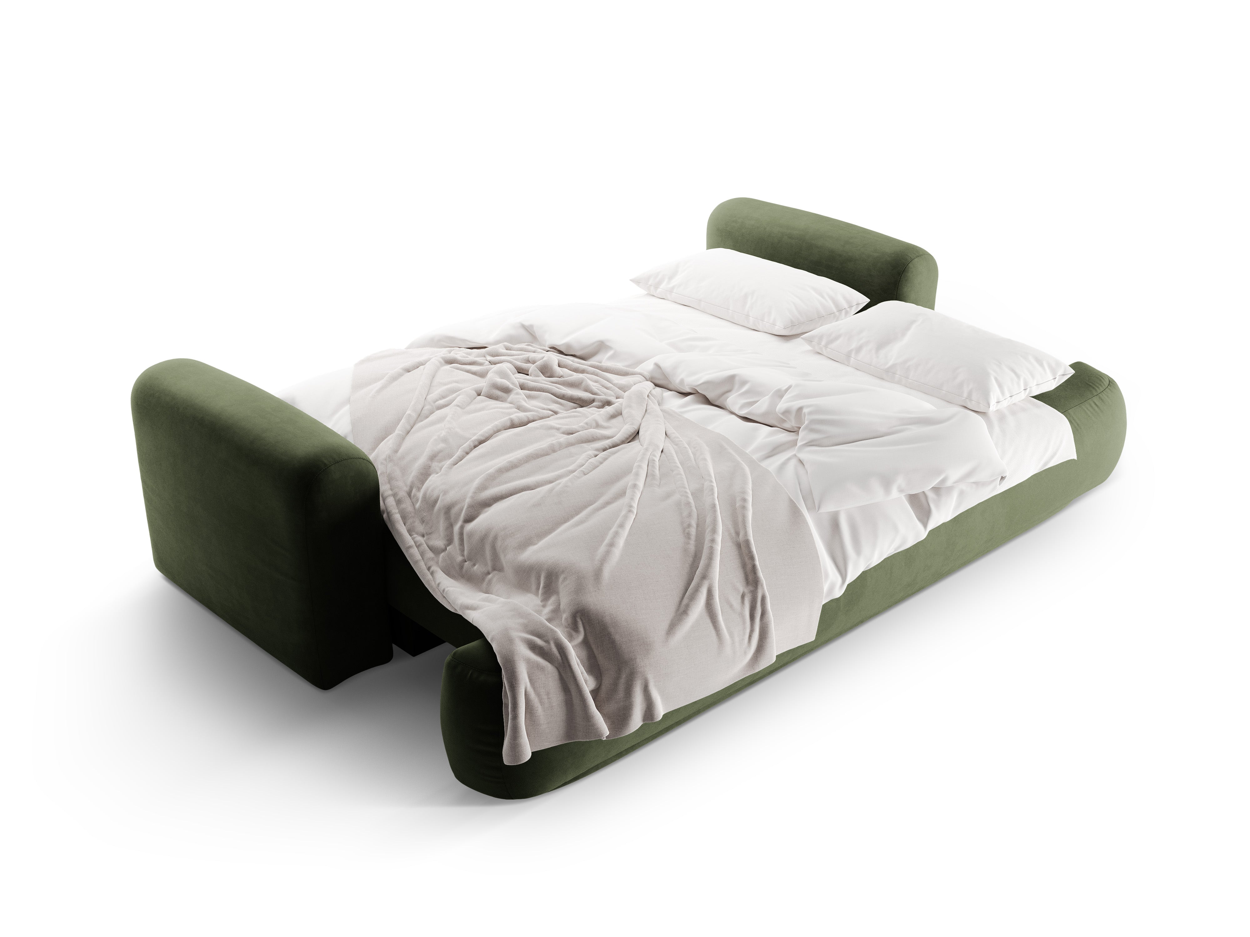 Sofa aksamitna z funkcją spania ELLA zielony