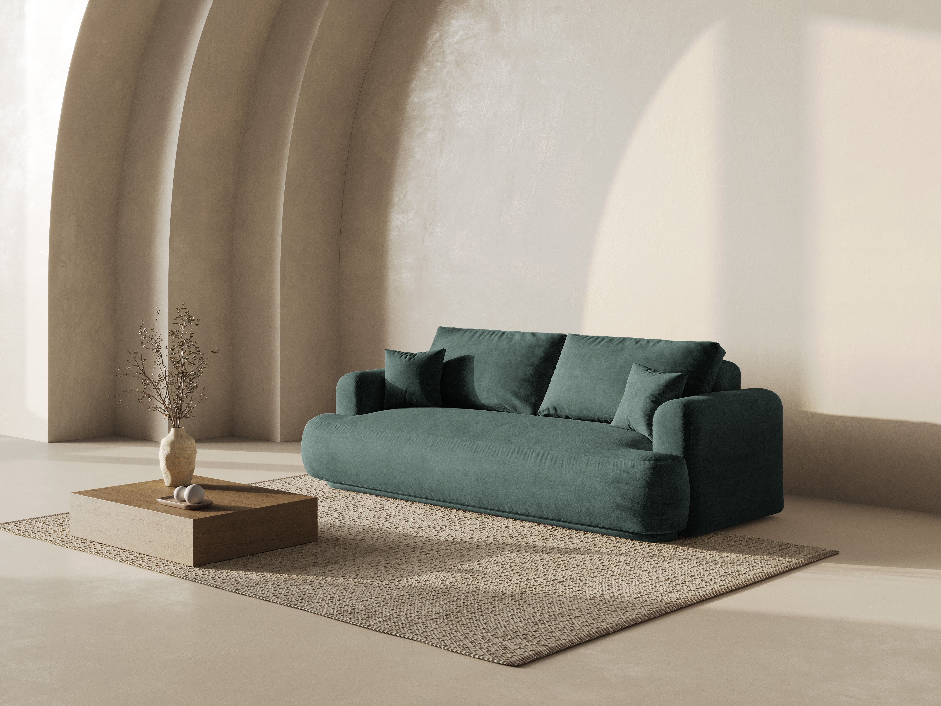 Sofa aksamitna z funkcją spania ELLA petrol