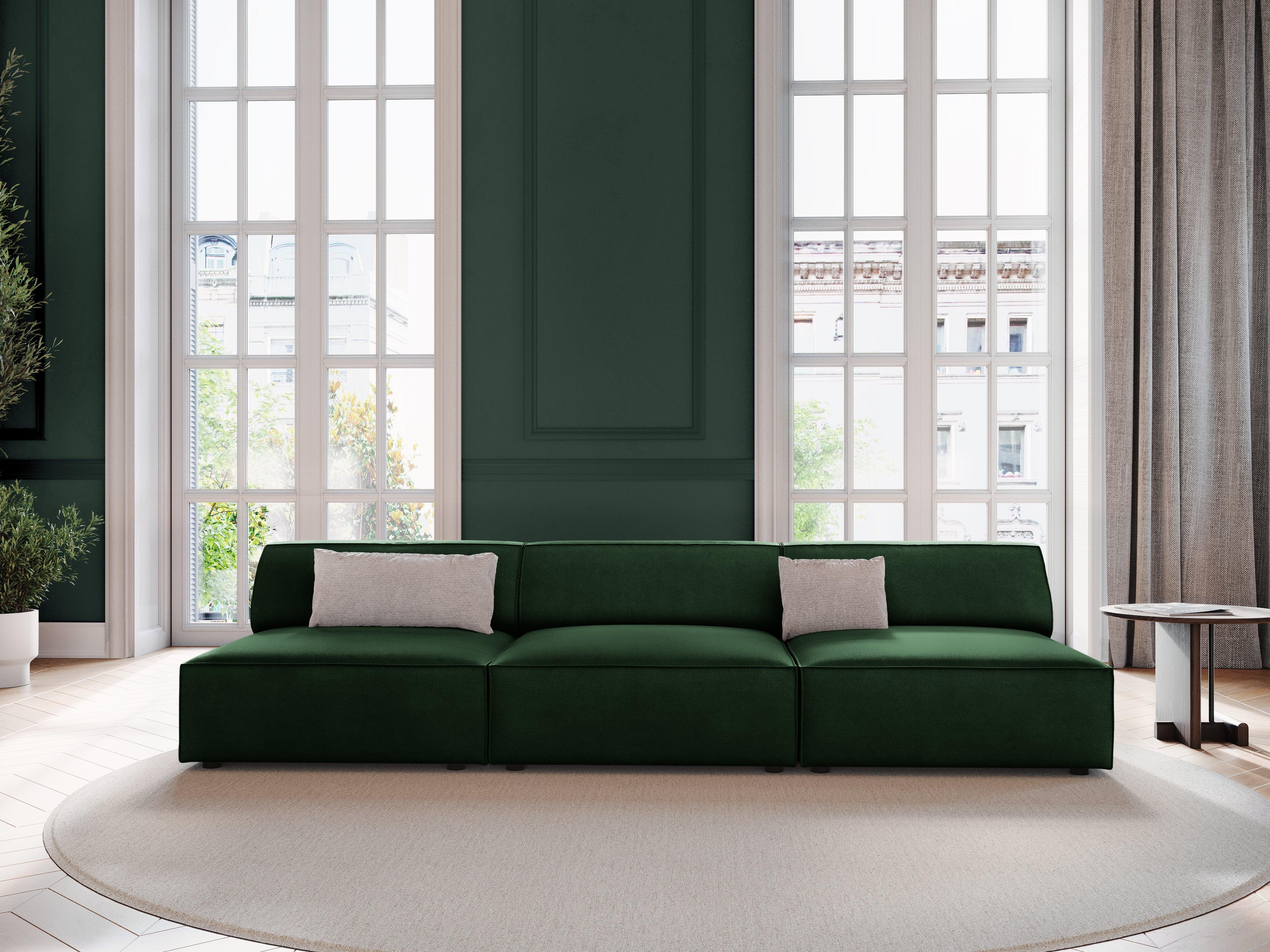 Sofa aksamitna 3-osobowa otwarta JODIE butelkowa zieleń Micadoni Eye on Design