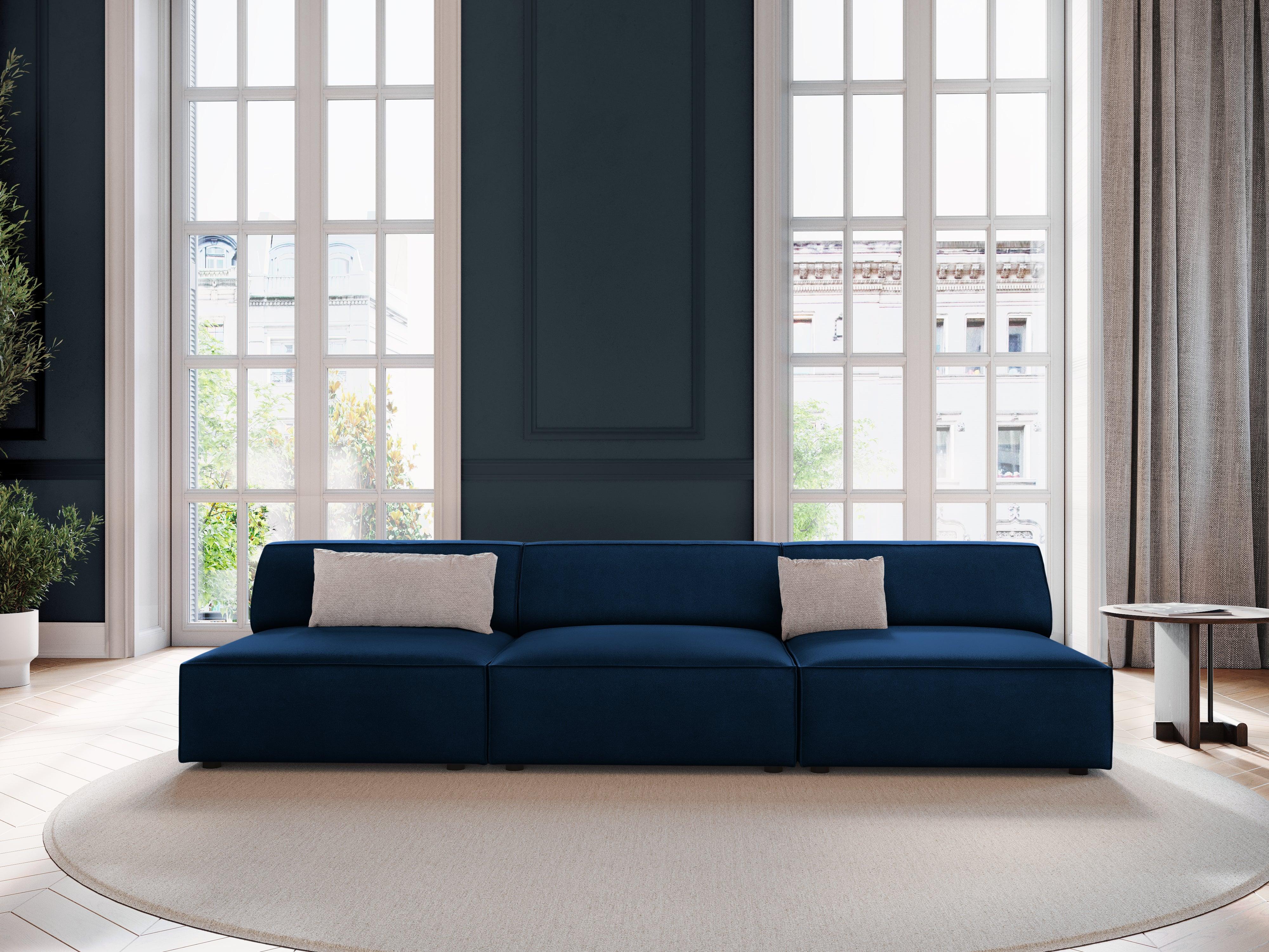 Sofa aksamitna 3-osobowa otwarta JODIE granat królewski Micadoni Eye on Design