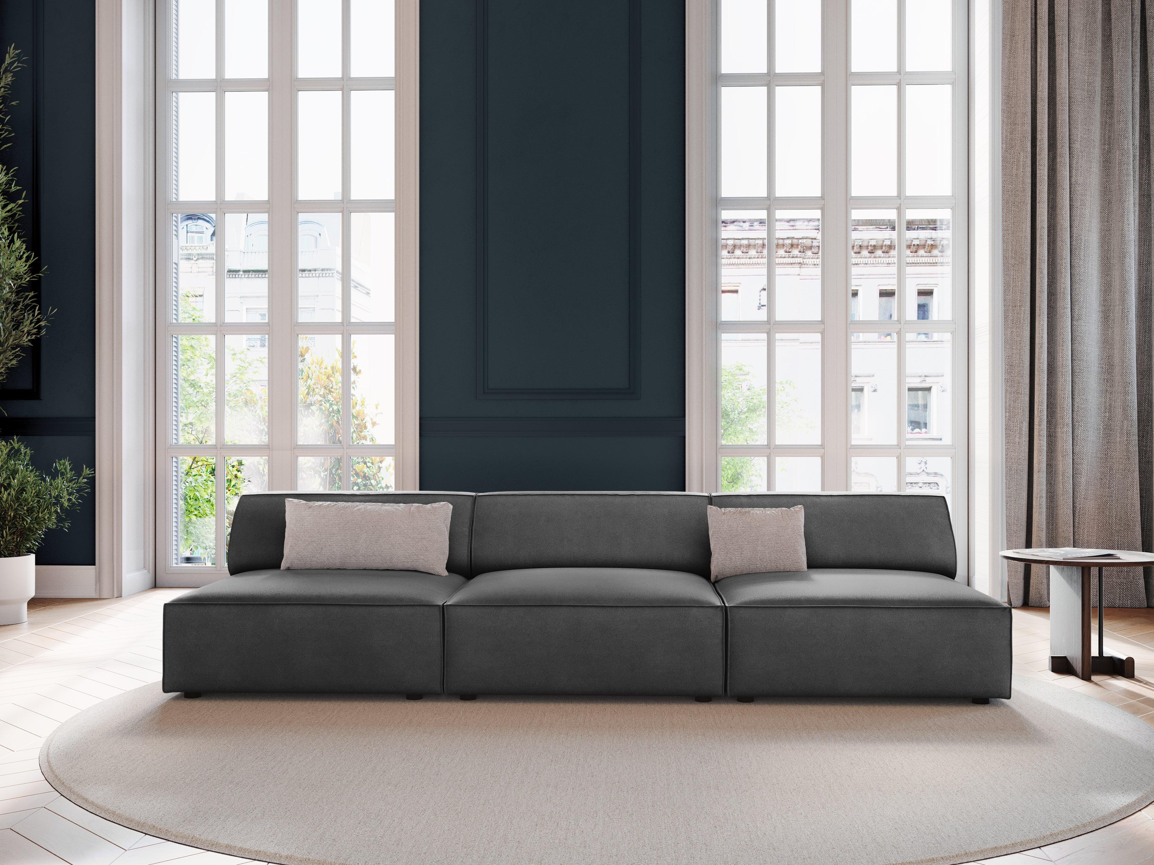 Sofa aksamitna 3-osobowa otwarta JODIE ciemnoszary Micadoni Eye on Design