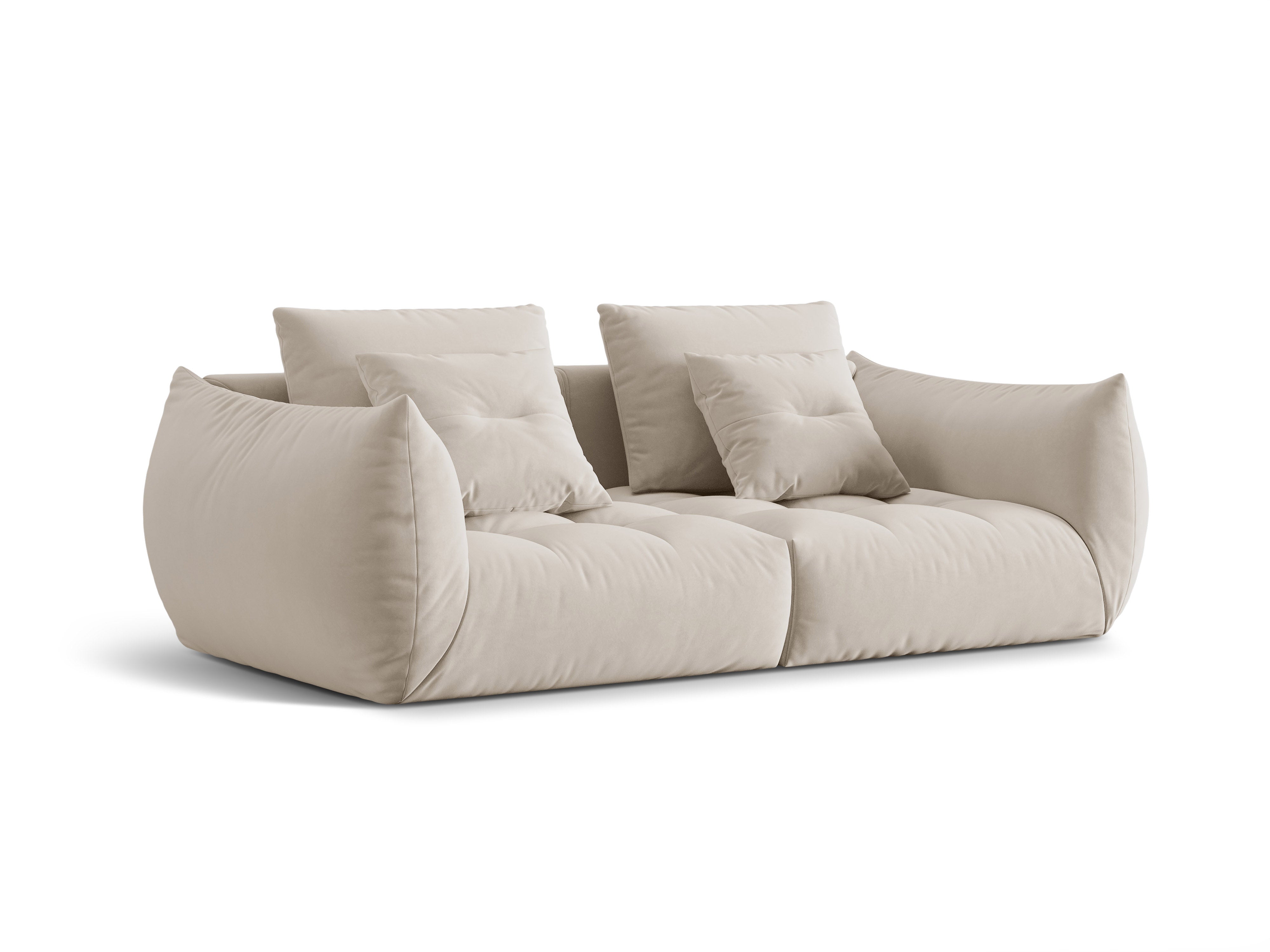 Sofa aksamitna 3-osobowa BLOOM ecru