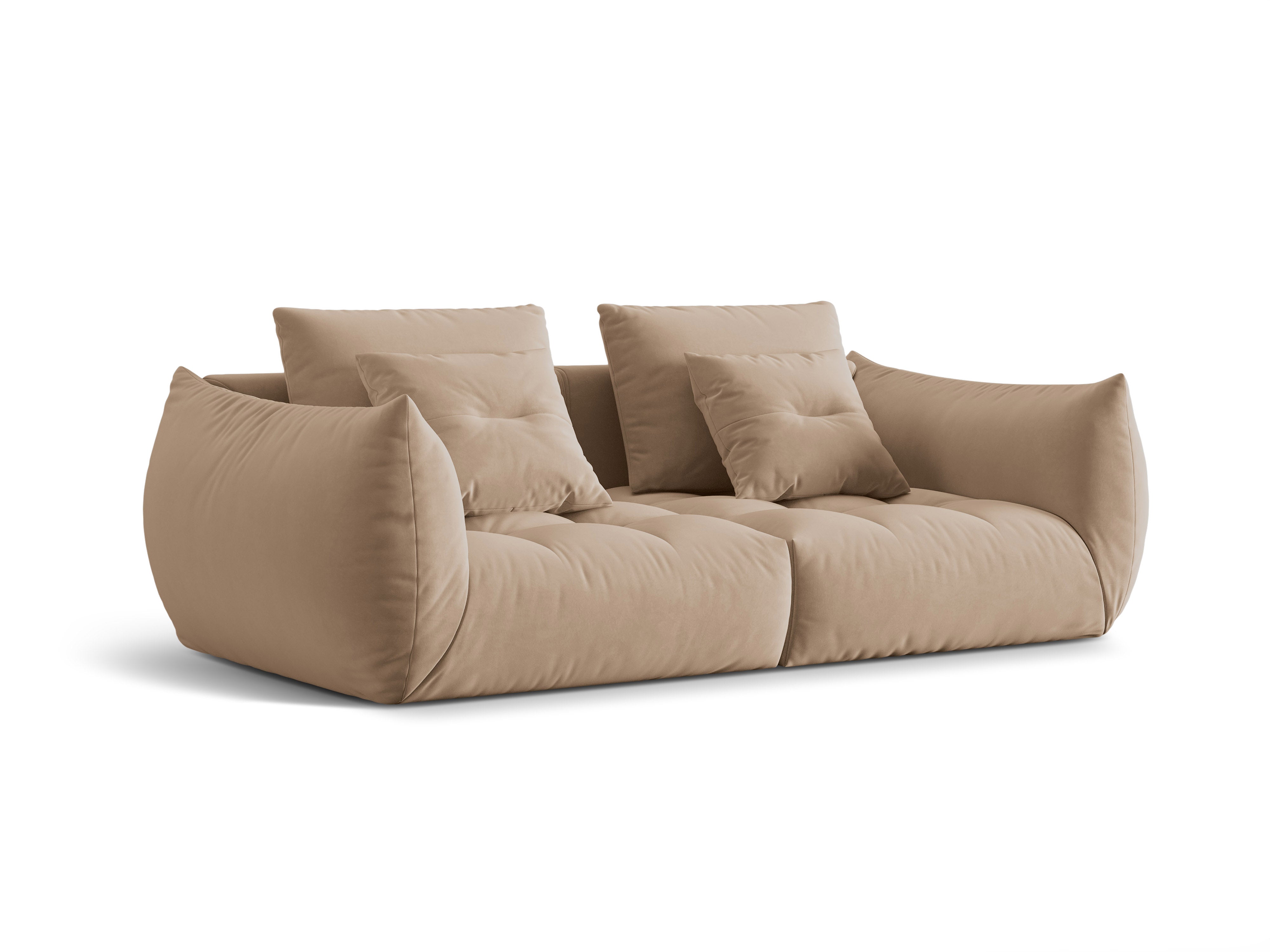 Sofa aksamitna 3-osobowa BLOOM piaskowy