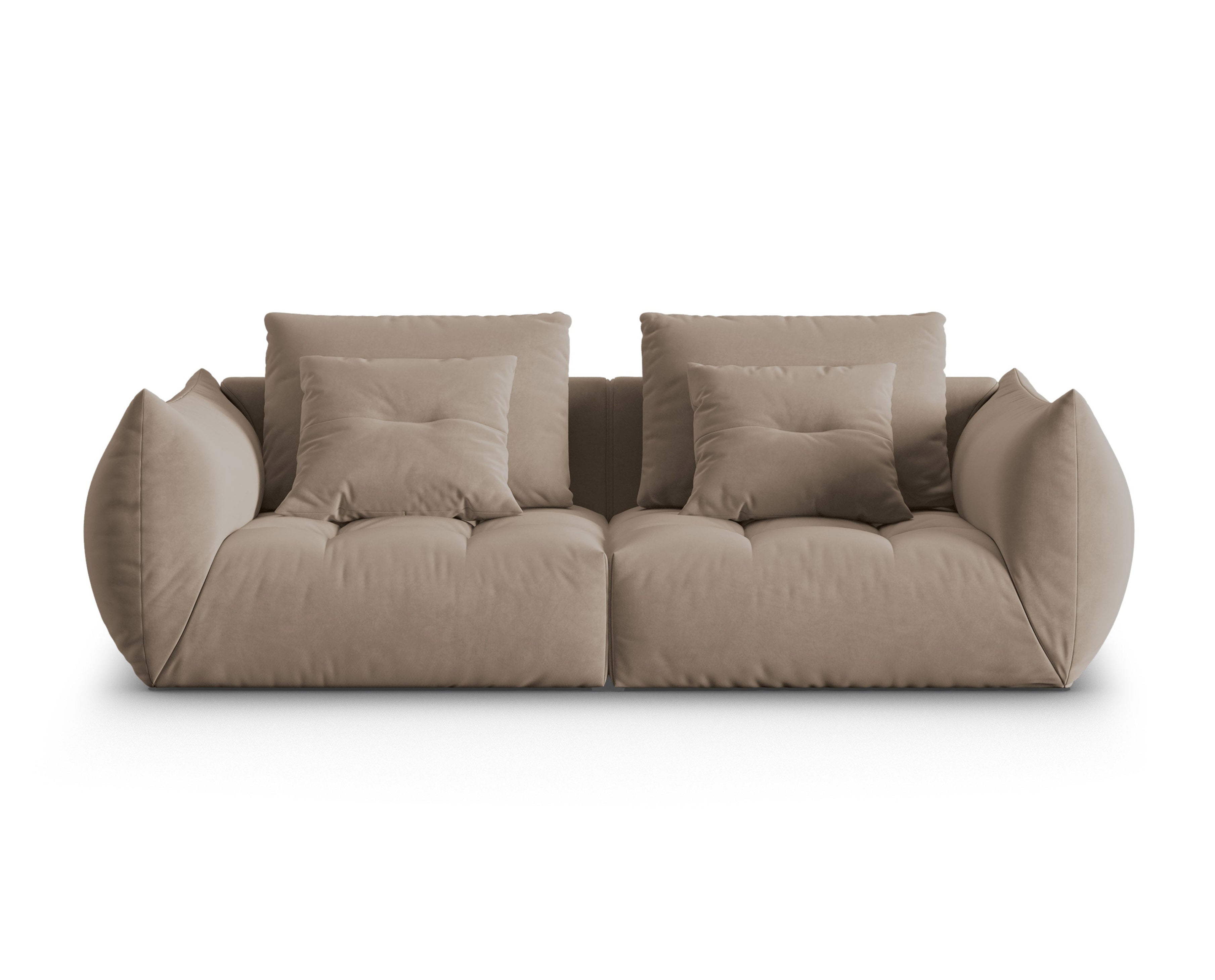 Sofa aksamitna 3-osobowa BLOOM jasnobrązowy
