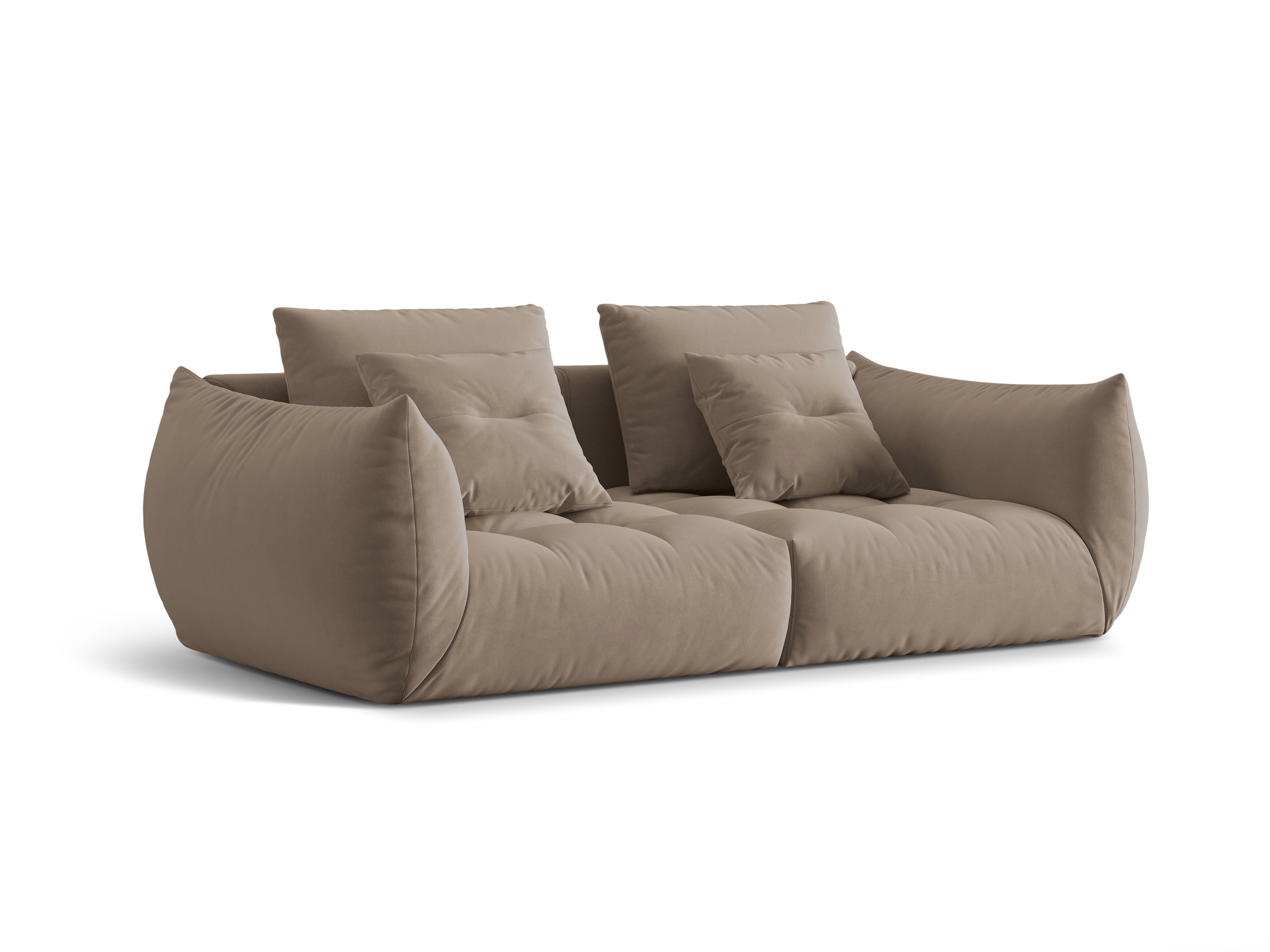 Sofa aksamitna 3-osobowa BLOOM jasnobrązowy