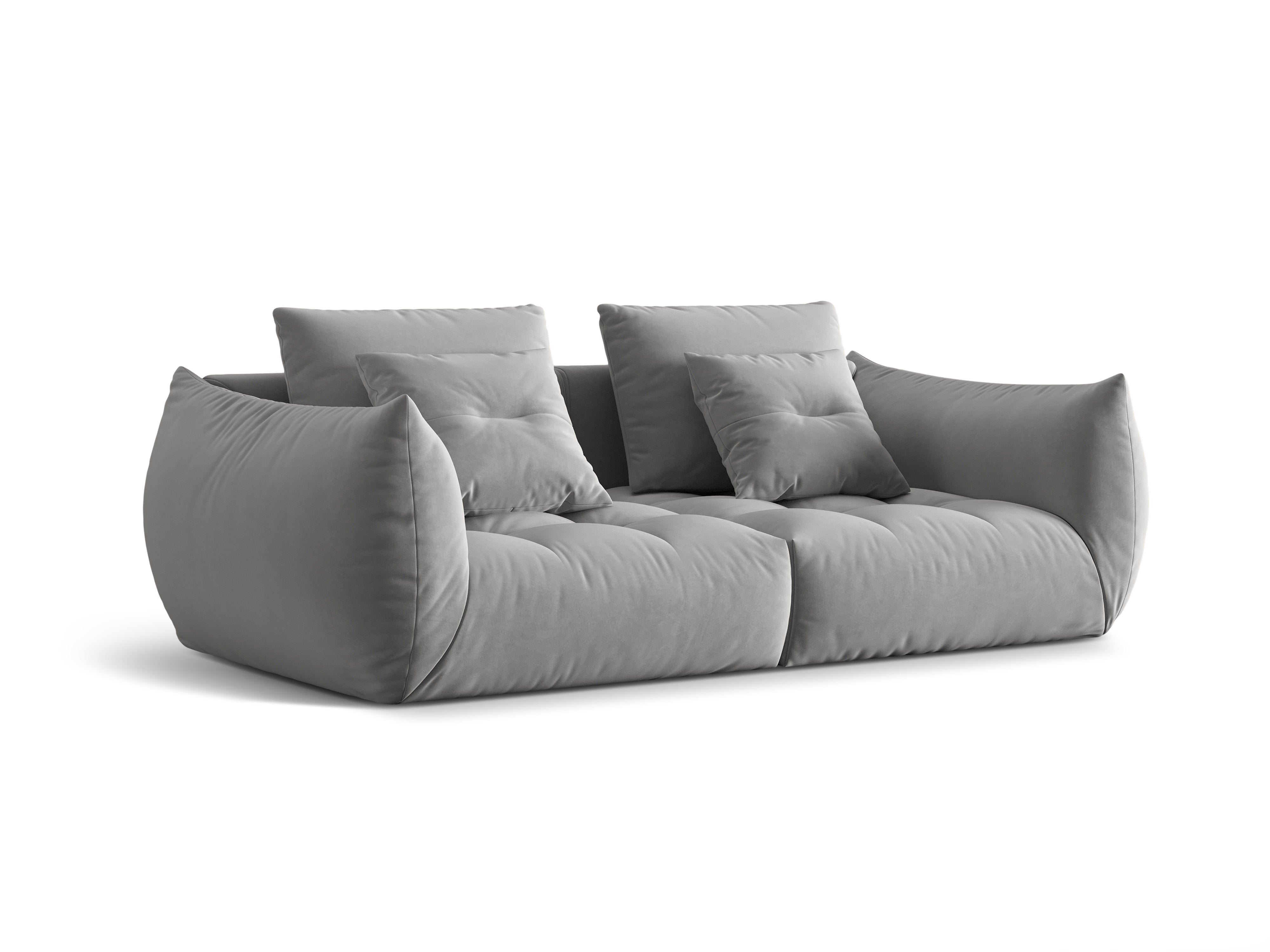 3-Sitzer-Samtsofa grauer Blüte