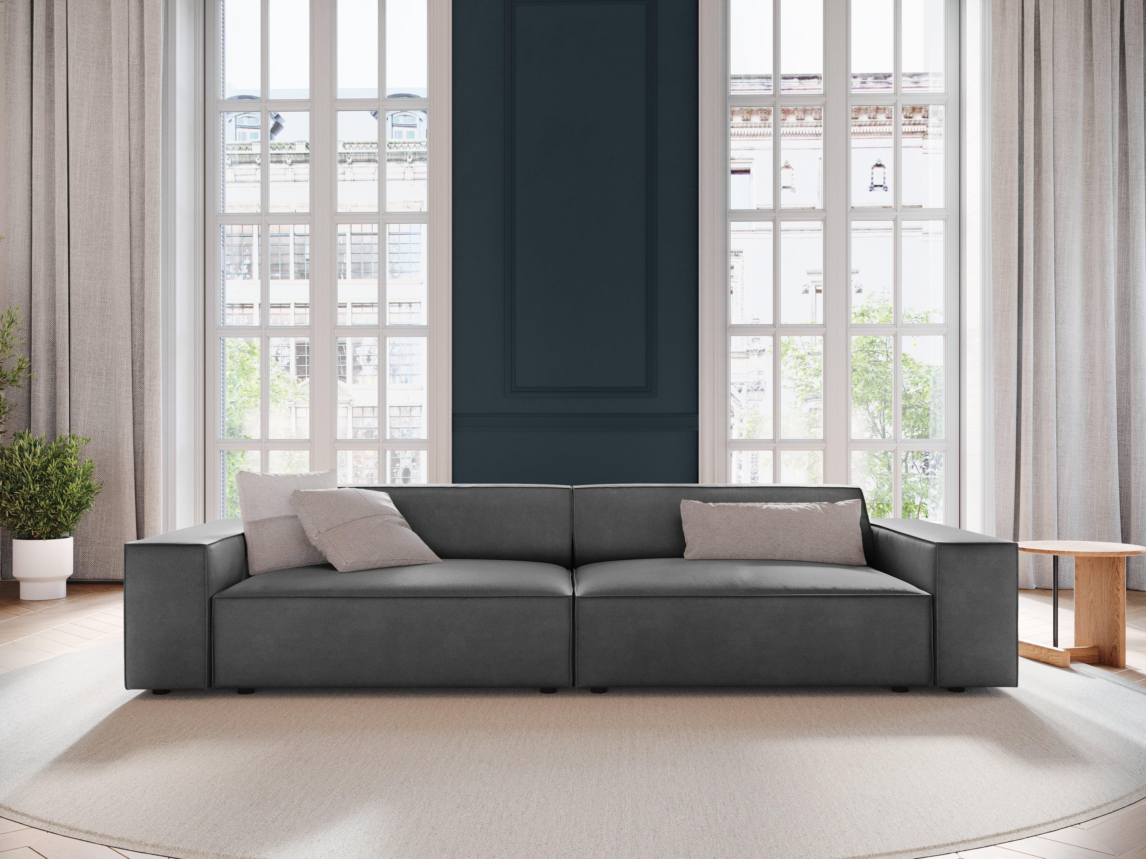 Sofa aksamitna 3-osobowa JODIE ciemnoszary Micadoni Eye on Design