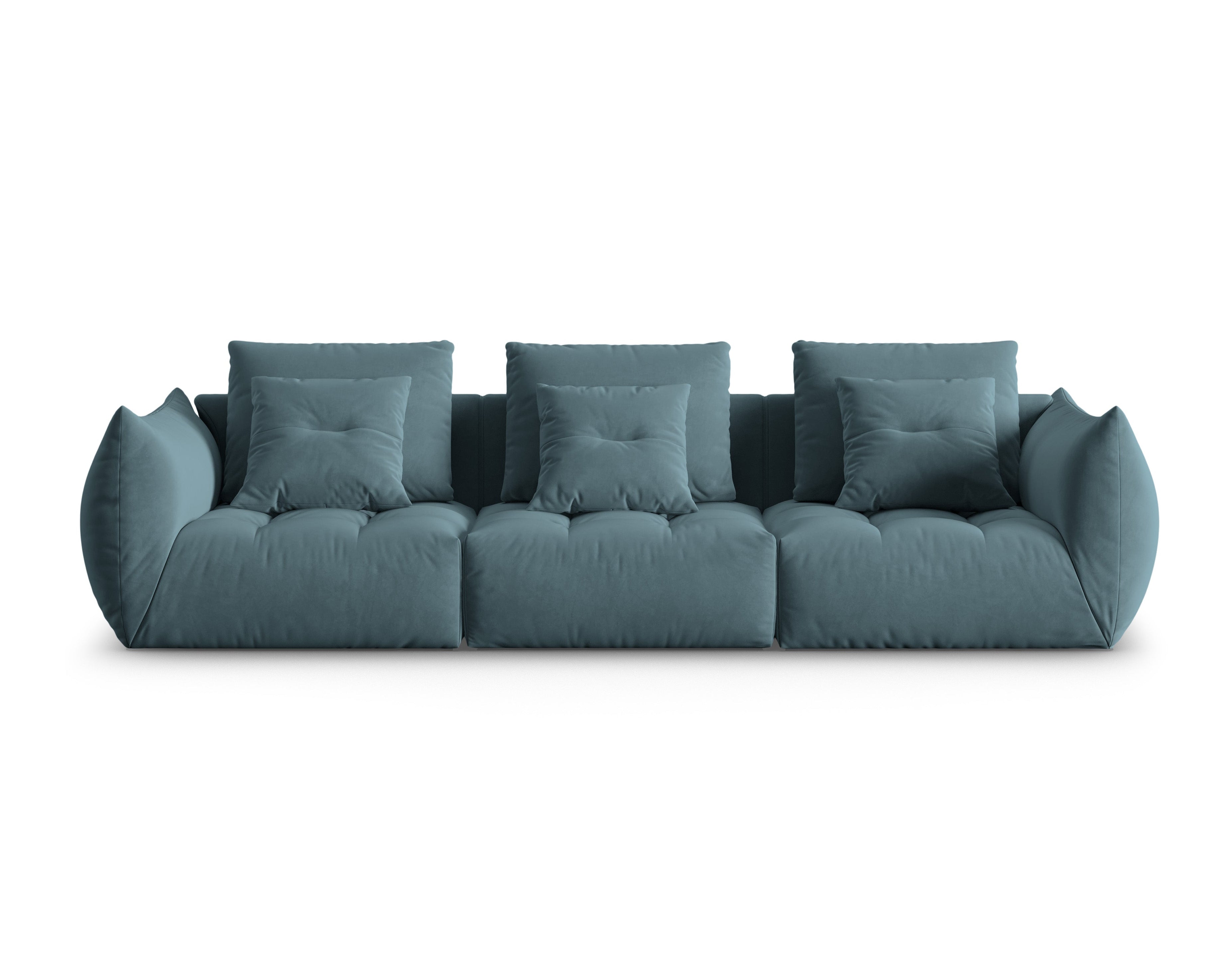 Sofa aksamitna 4-osobowa BLOOM pastelowy niebieski