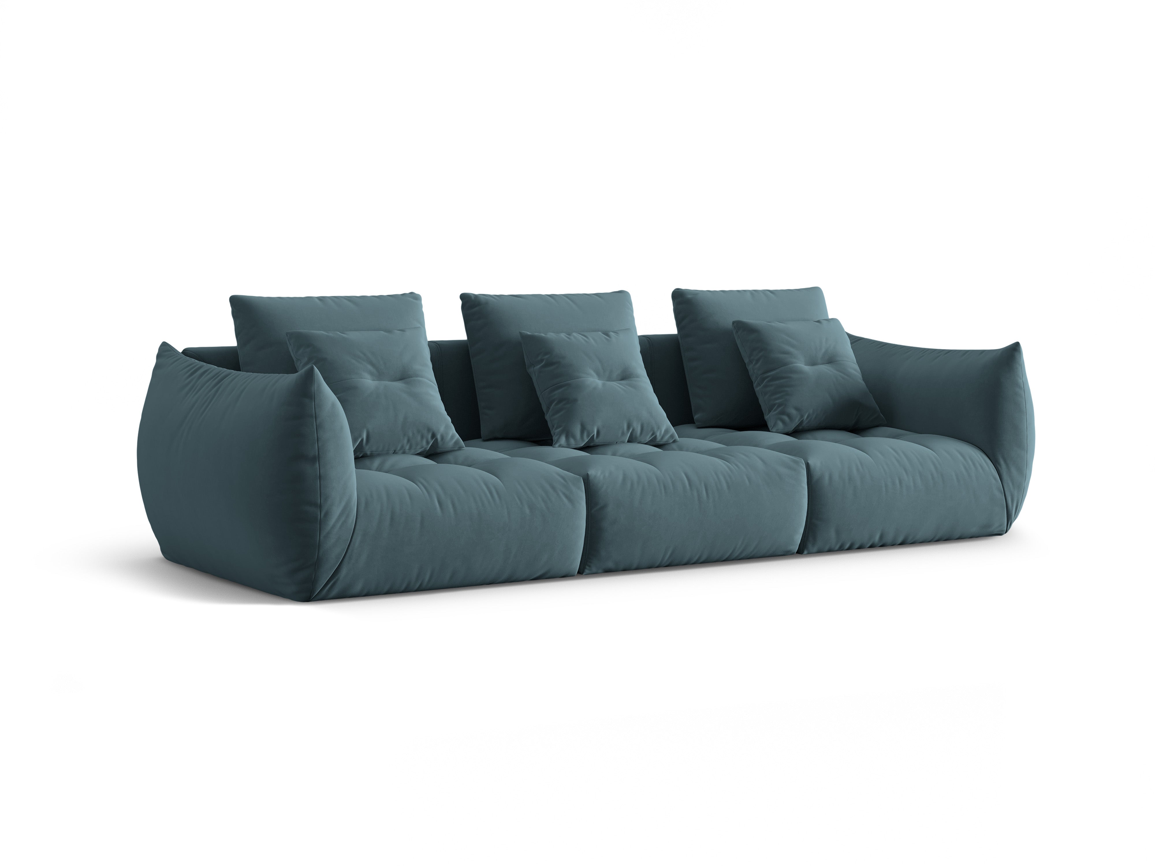 Sofa aksamitna 4-osobowa BLOOM pastelowy niebieski