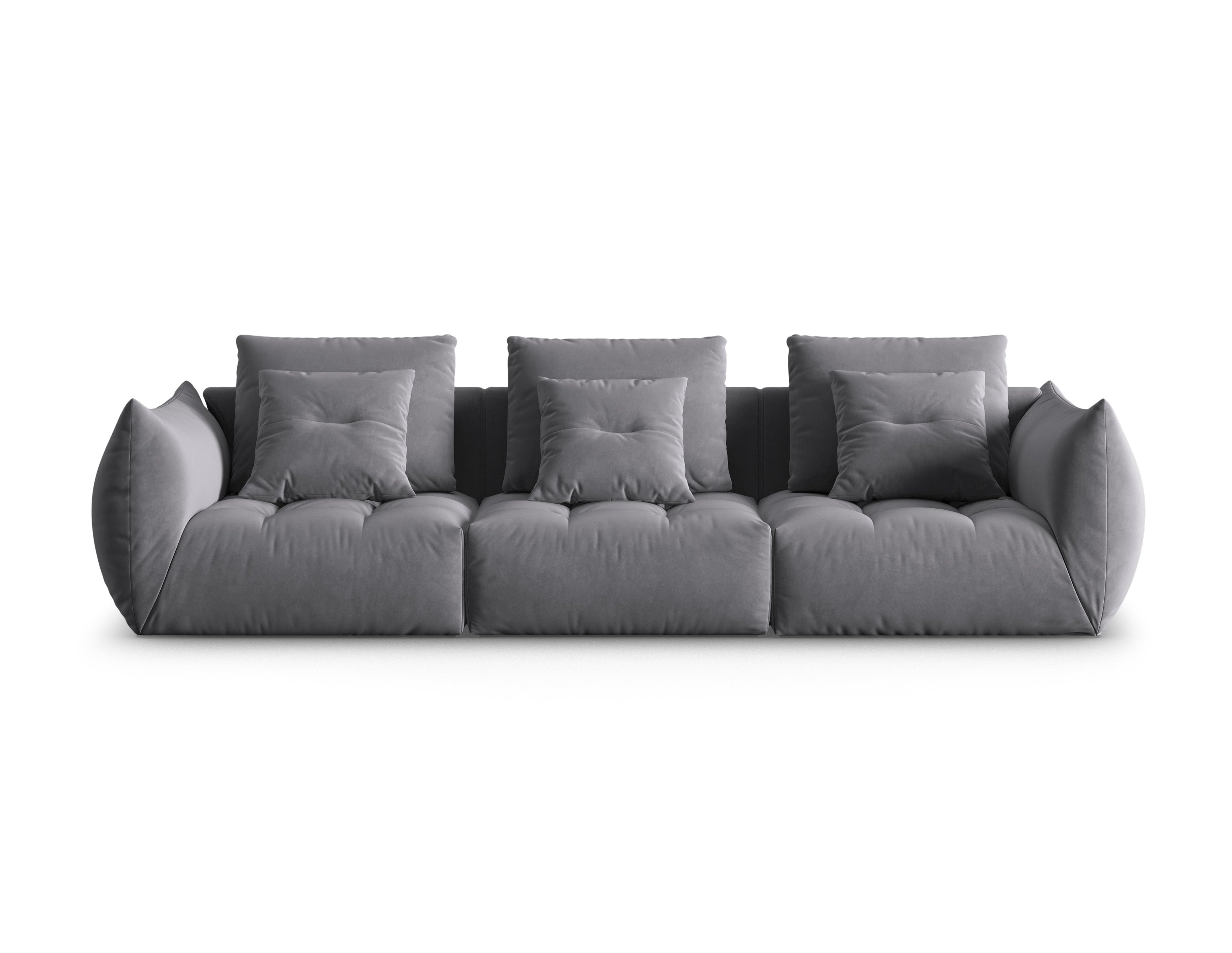 Sofa aksamitna 4-osobowa BLOOM ciemnoszary