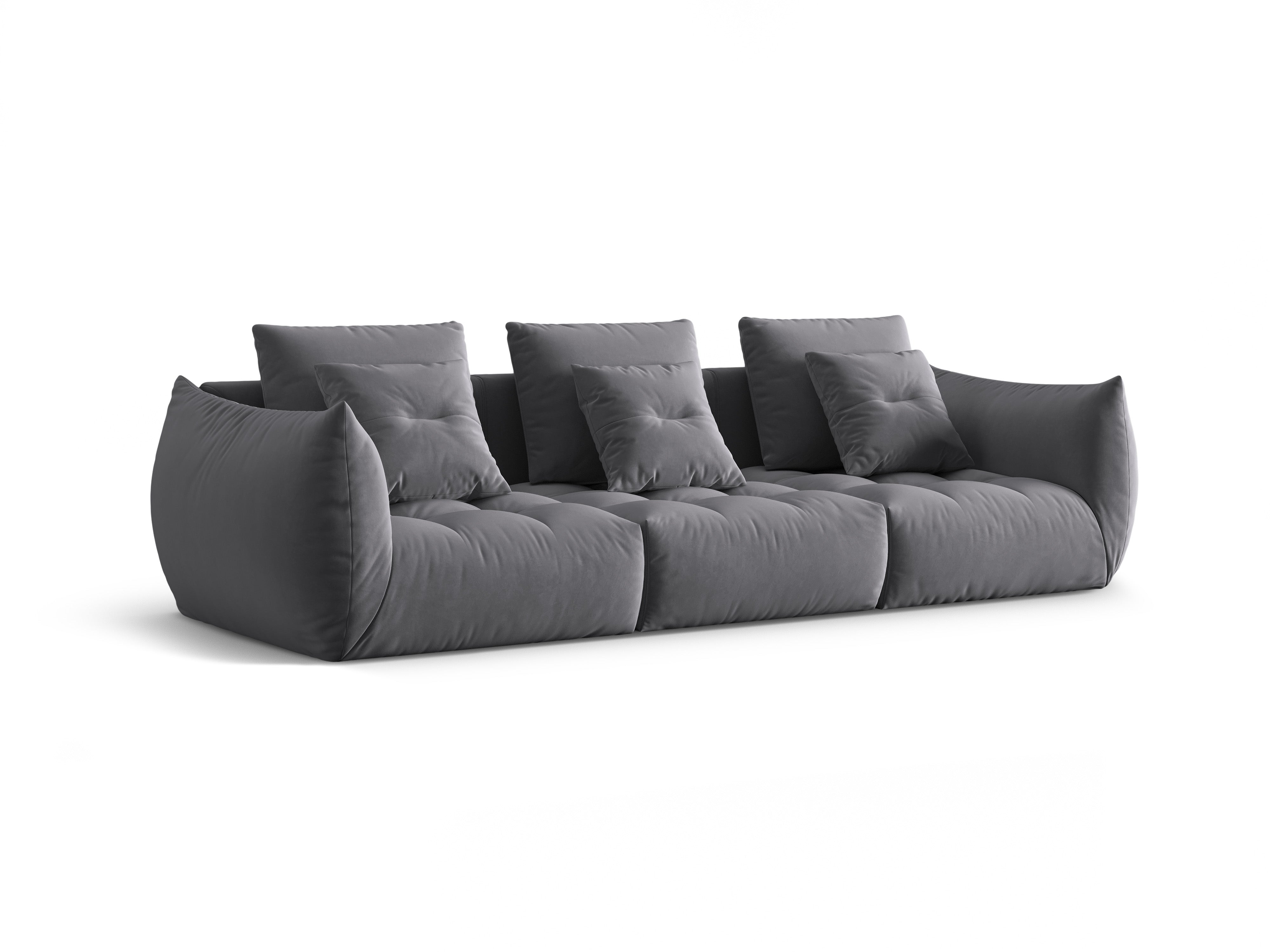 Sofa aksamitna 4-osobowa BLOOM ciemnoszary