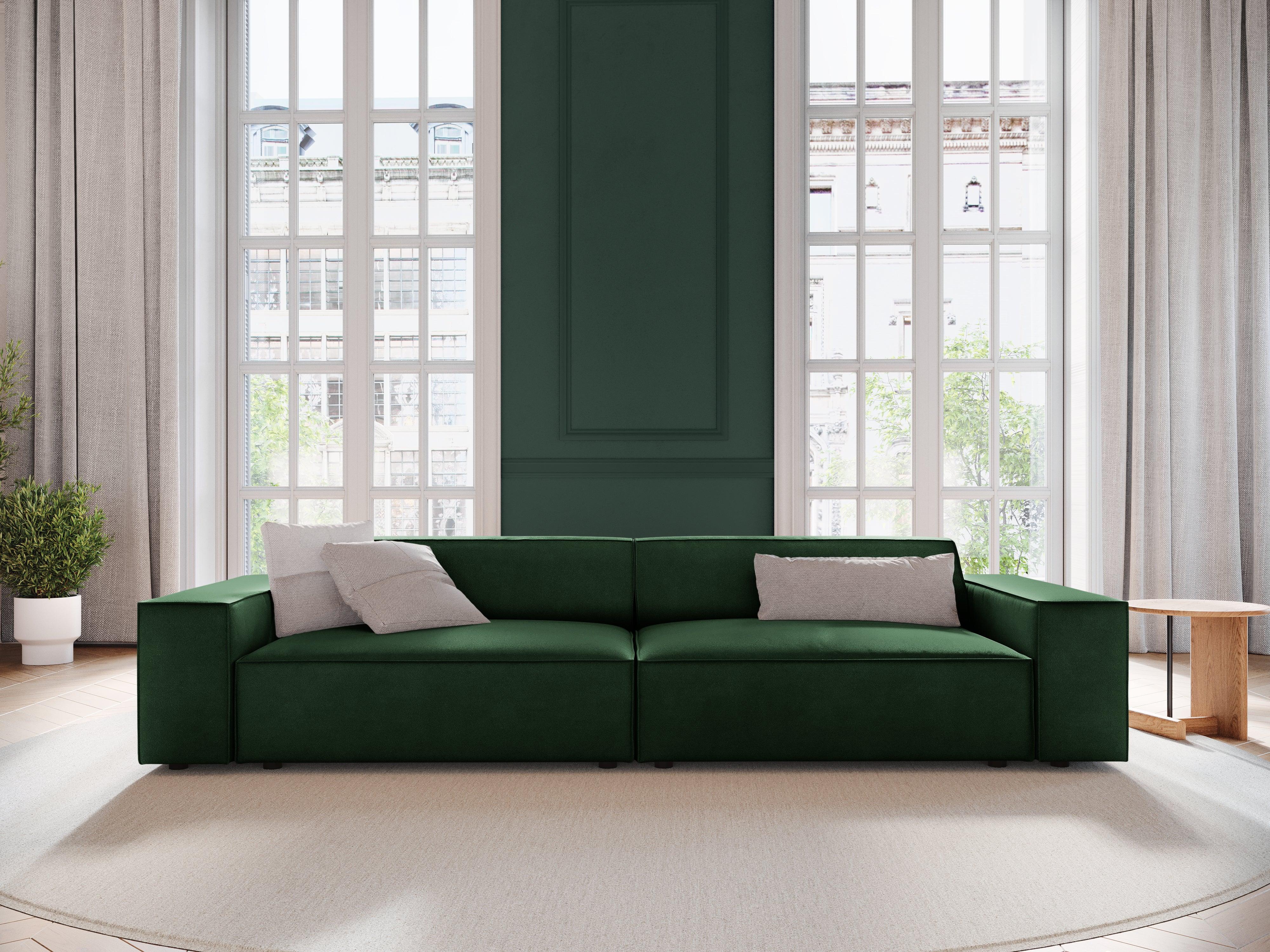 Sofa aksamitna 4-osobowa JODIE butelkowa zieleń Micadoni Eye on Design