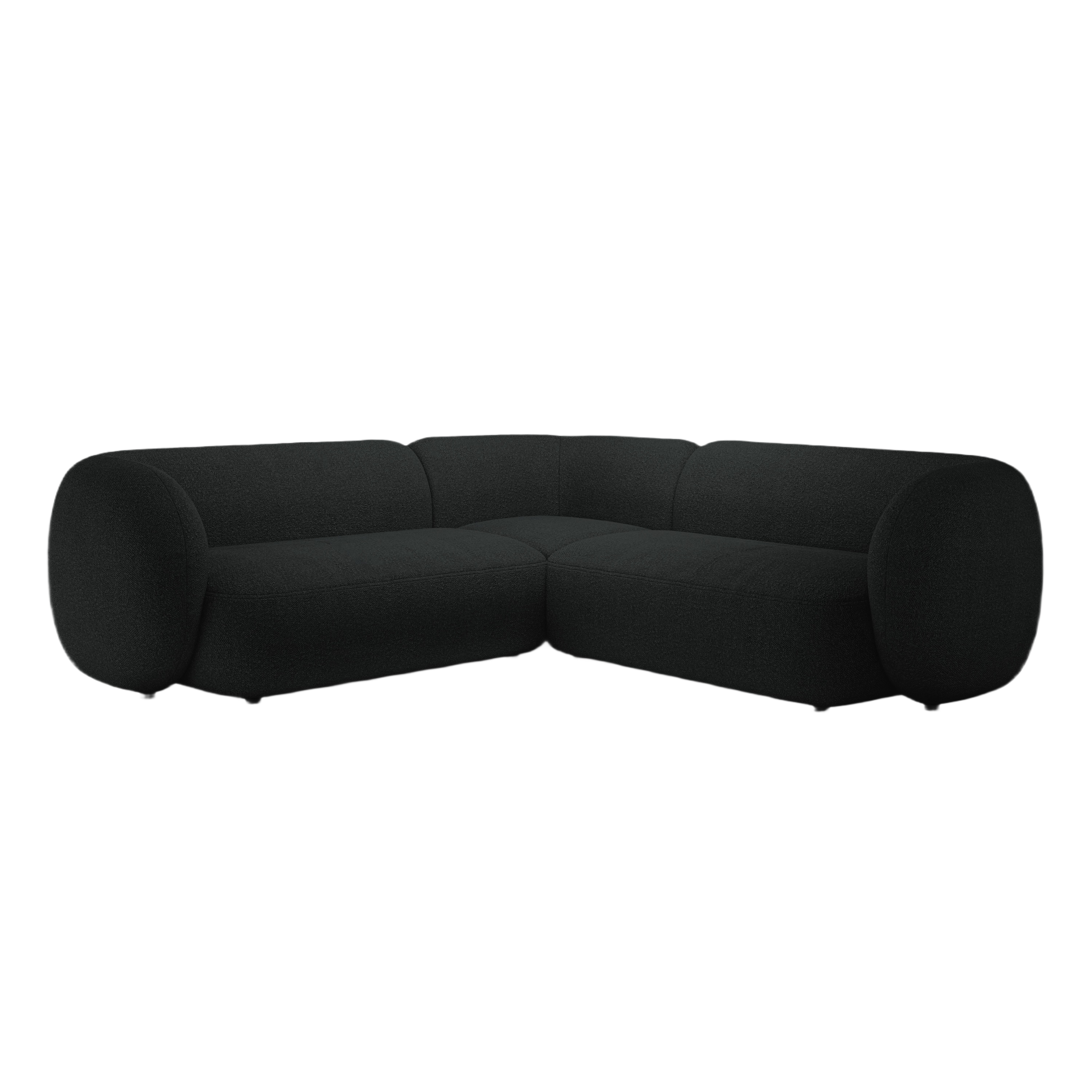 Symmetrical Corner Sofa KATE Black Boucle
