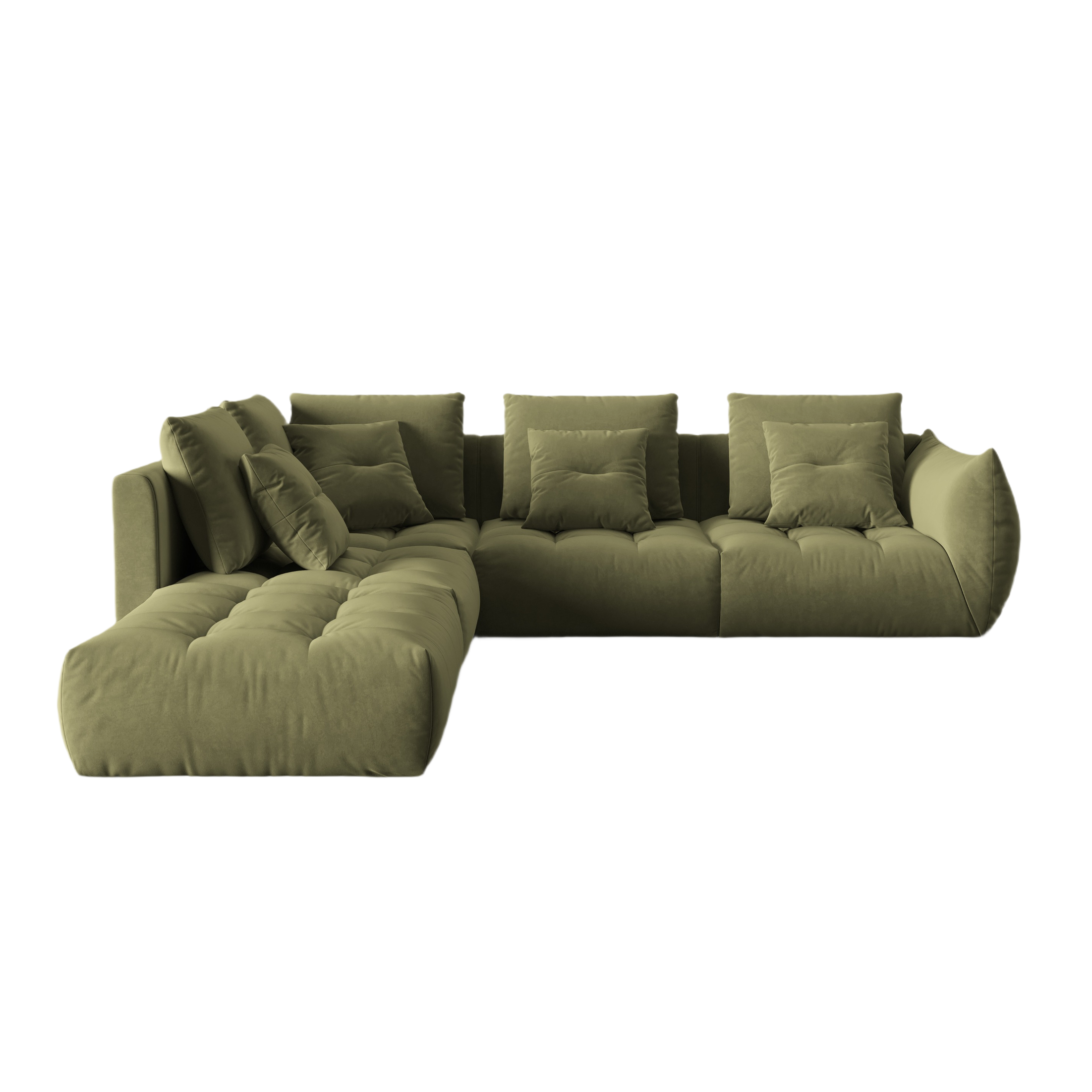 Samt modulares linke Ecksofa, "Bloom", 4 Sitze, hellgrün, 316x310x95
In Europa gemacht