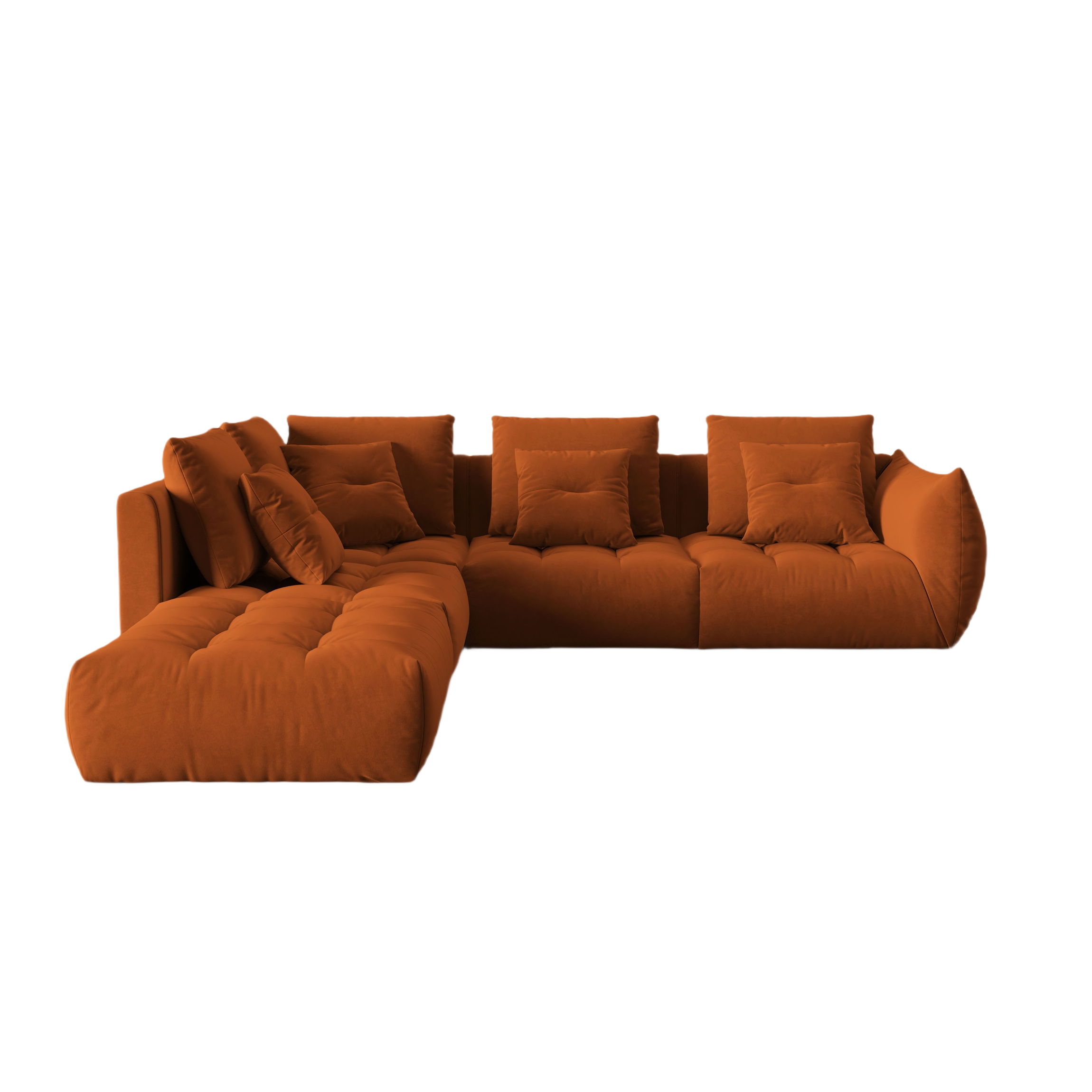 Samt modulares linke Ecksofa, "Bloom", 4 Sitze, Terrakotta, 316x310x95
In Europa gemacht